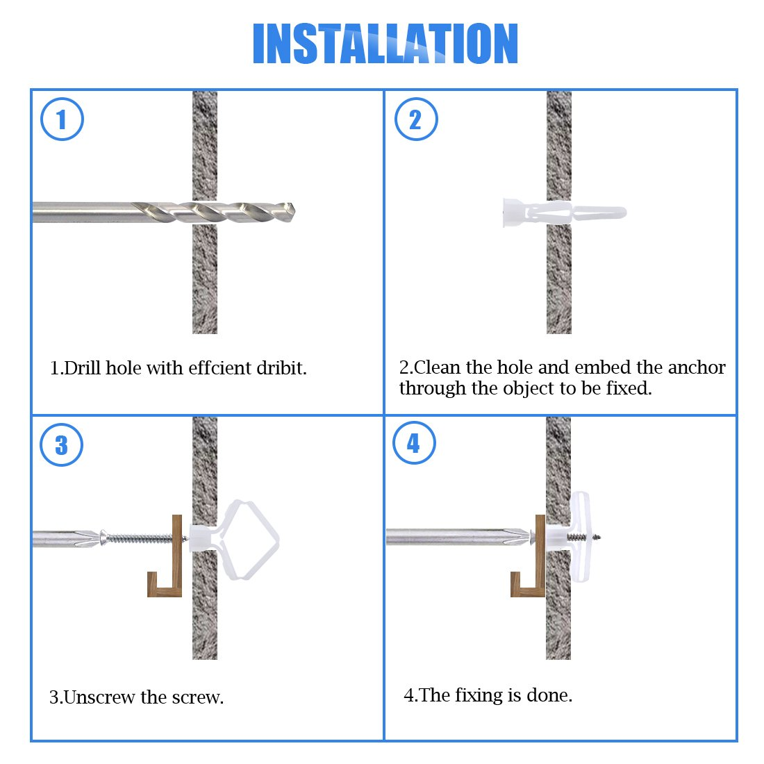 Glarks 212Pcs Phillips Flat Head Self Tapping Screws and Ribbed Anchors Assortment Screws Kit image number 2