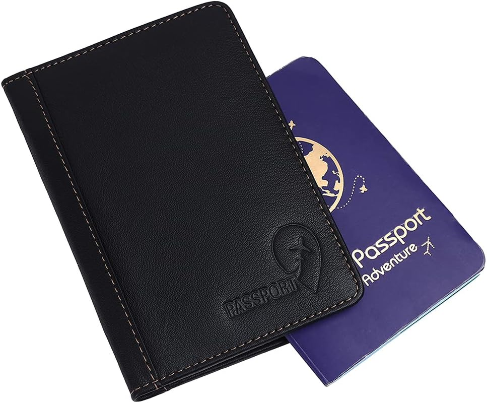 URBAN HYDE Genuine Leather RFID Blocking Passport Holder Cover Case Travel Wallet, Brown, One Size, Rfid Wallet