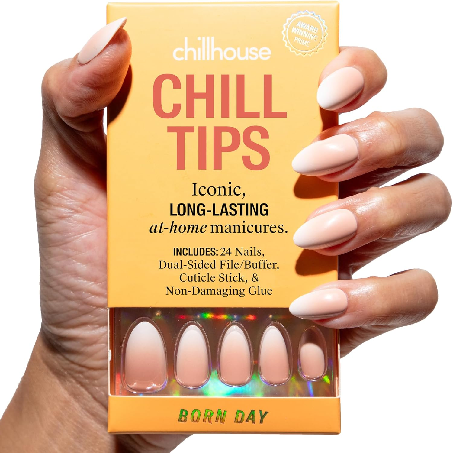 Chillhouse - Chill Tips, Press on Nails Kit - Stone Cold Fox (Almond) - 30 Nail Shapes & Sizes - up to 3 Weeks of Wear - Customizable Fit - Reusable - Latina Founded & Women Owned - Beauty & Self Care