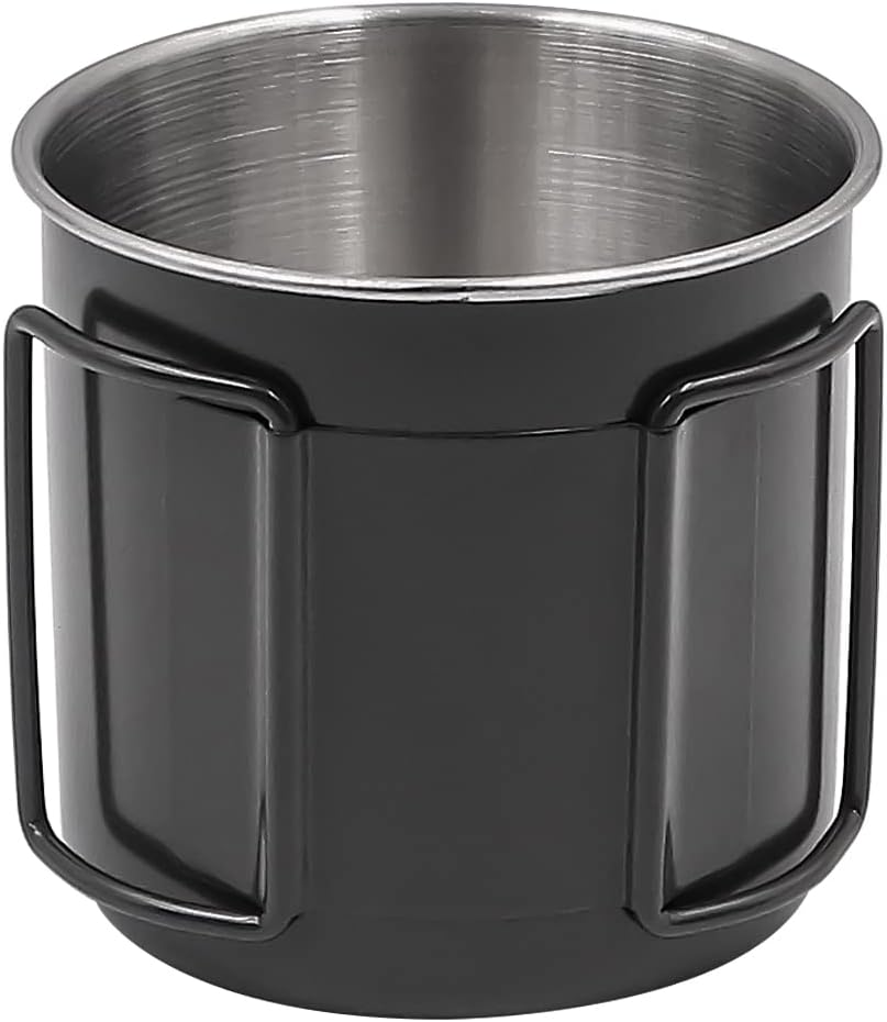 Set of 2 NUZAMAS Folding Cup 330Ml 304 Stainless Steel Coffee Tea Water Cup Portable Outdoor Camping Cup for Outdoor Hiking Cooking Camping Pot Open Fire(Black) image number 5
