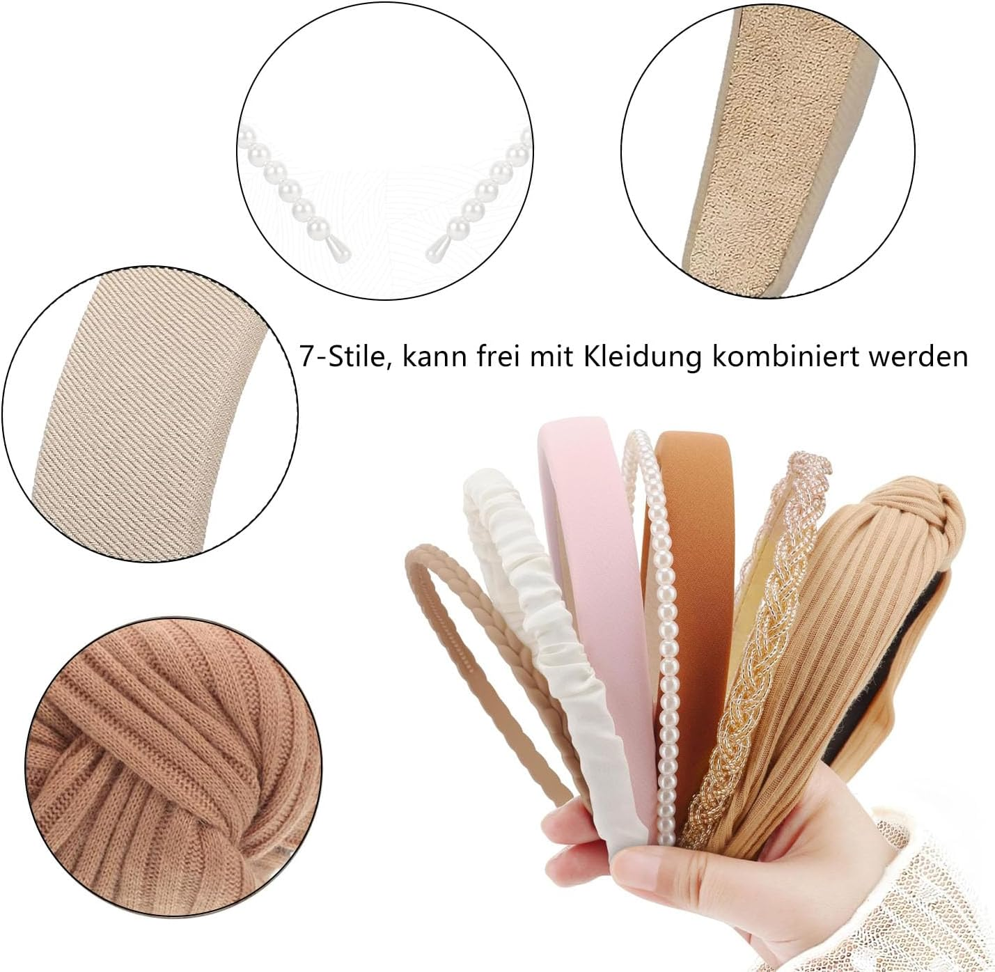 Voarge Set of 7 Women'S Headbands, Various Models, Plastic Headband, Wide Headband, Hair Bands, Hair Accessories, Vintage Hair Band for Women and Girls