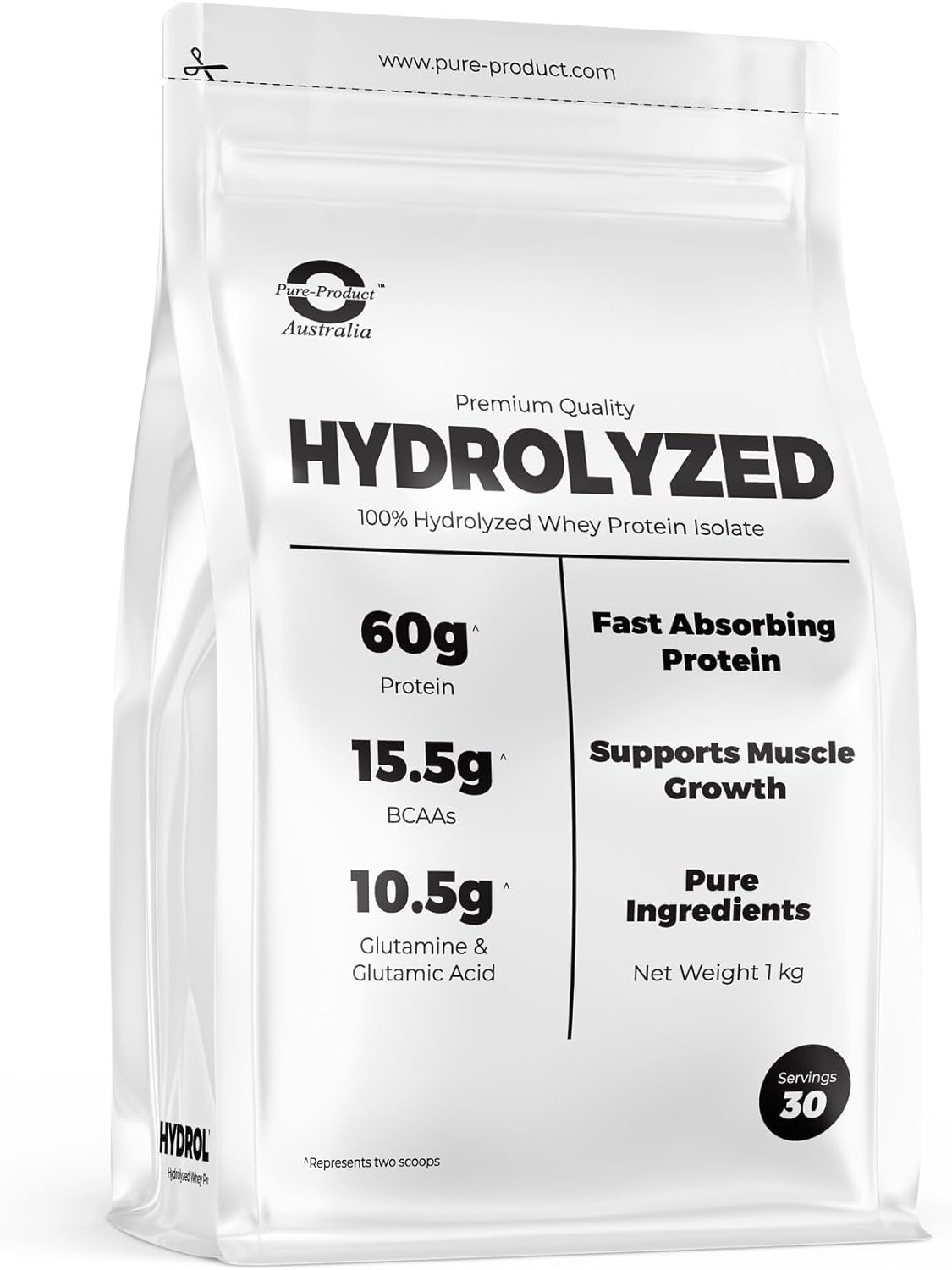 Pure Product Hydrolyzed Whey Isolate Powder, Chocolate 1 Kilograms