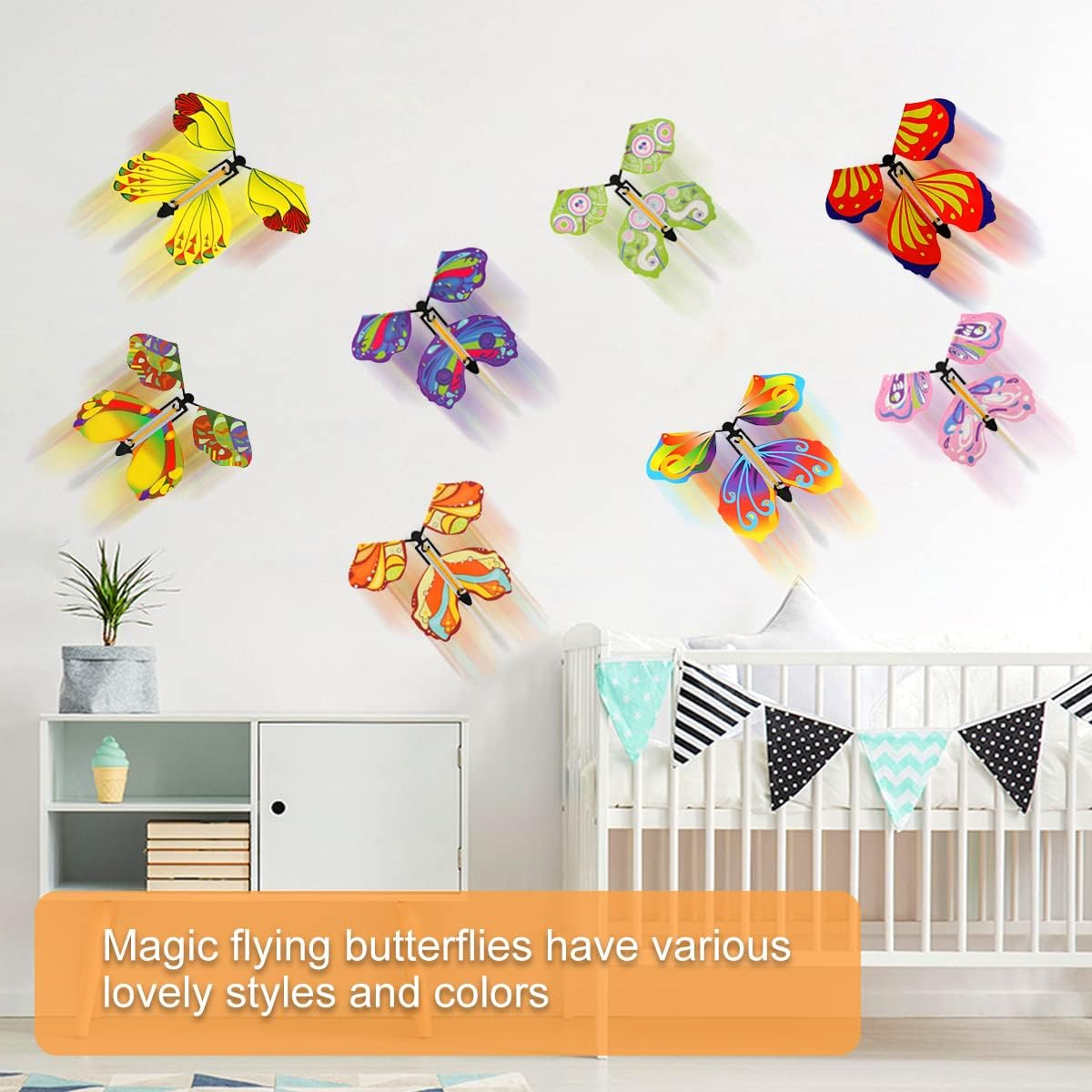 20Pcs Flying Butterfly Cards Rubber Band Powered Wind up Butterfly Toy for Birthday Wedding Greeting Cards Sensory Development Wind up Flying Paper Butterflies Set image number 1