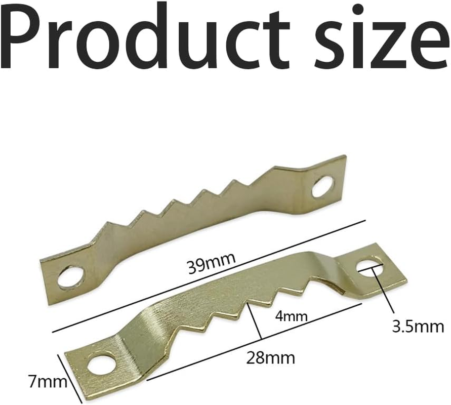 100 Pack Small Sawtooth Picture Hangers with 200 Pieces Screws,Hanging Wooden Frames Paintings Artwork Craft Projects,Steel Picture Hanging Picture Frames Hangers,Sawtooth Picture Hangers(Gold) image number 3