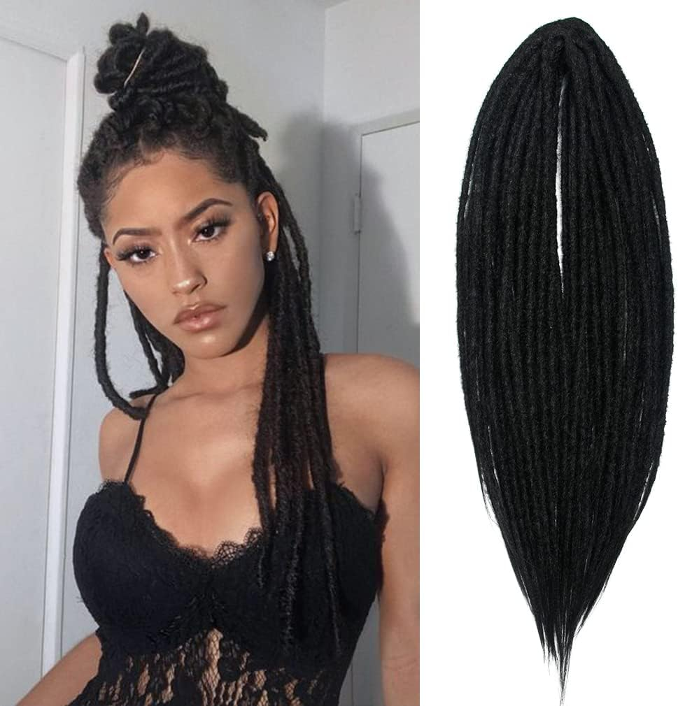 20 Inch Thin 0.6 Cm Dreadlocks Extensions Single Ended 15 Strands/Pack Soft Synthetic Faux Dreads Reggae Crochet Braided Dread Extensions (Single Ended, Se-Light Grey) image number 2