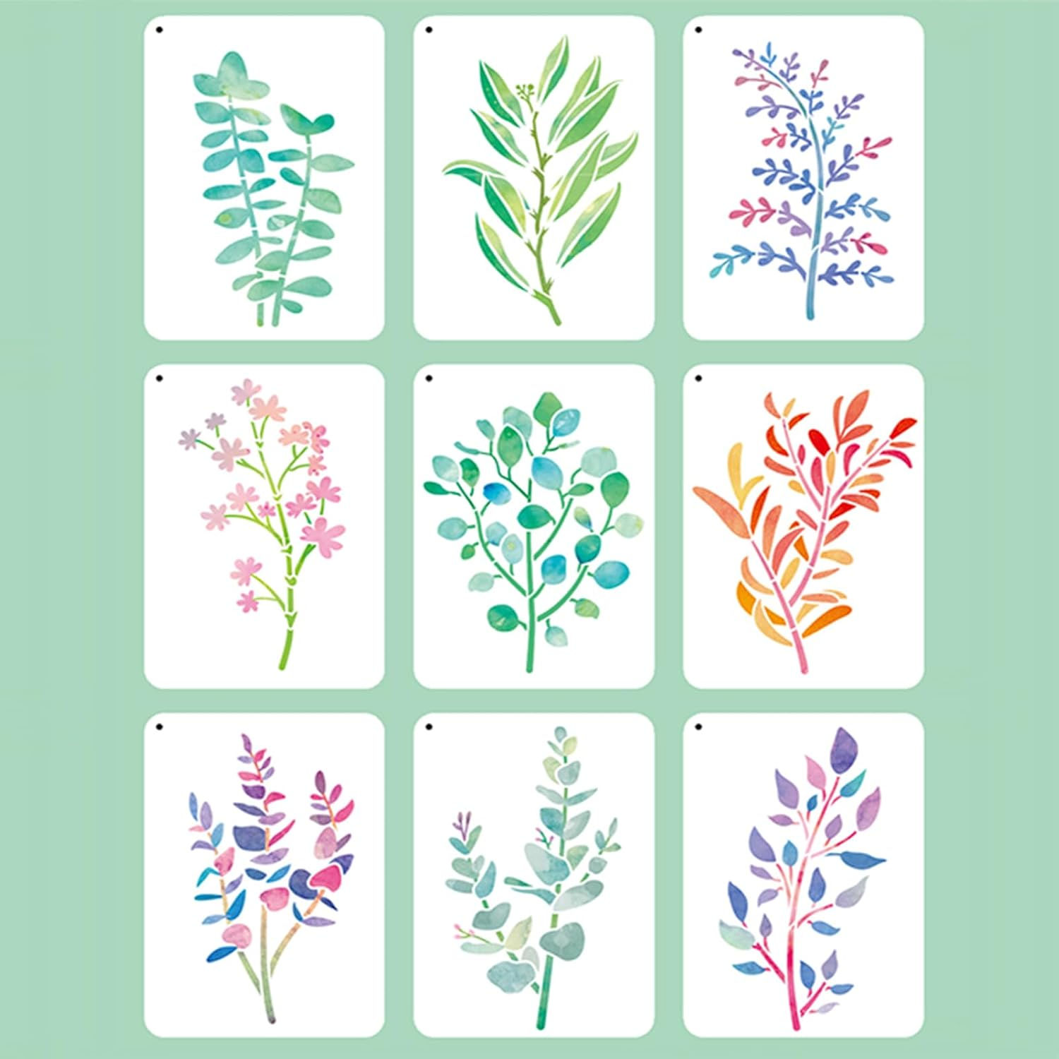 Meagtlva Reusable Stencil, Drawing Painting Stencils Set, Stencils and Templates for Floor Wall Tile Fabric Furniture Painting,Home Decor DIY Supplies (16Pcs-Space Galaxy)