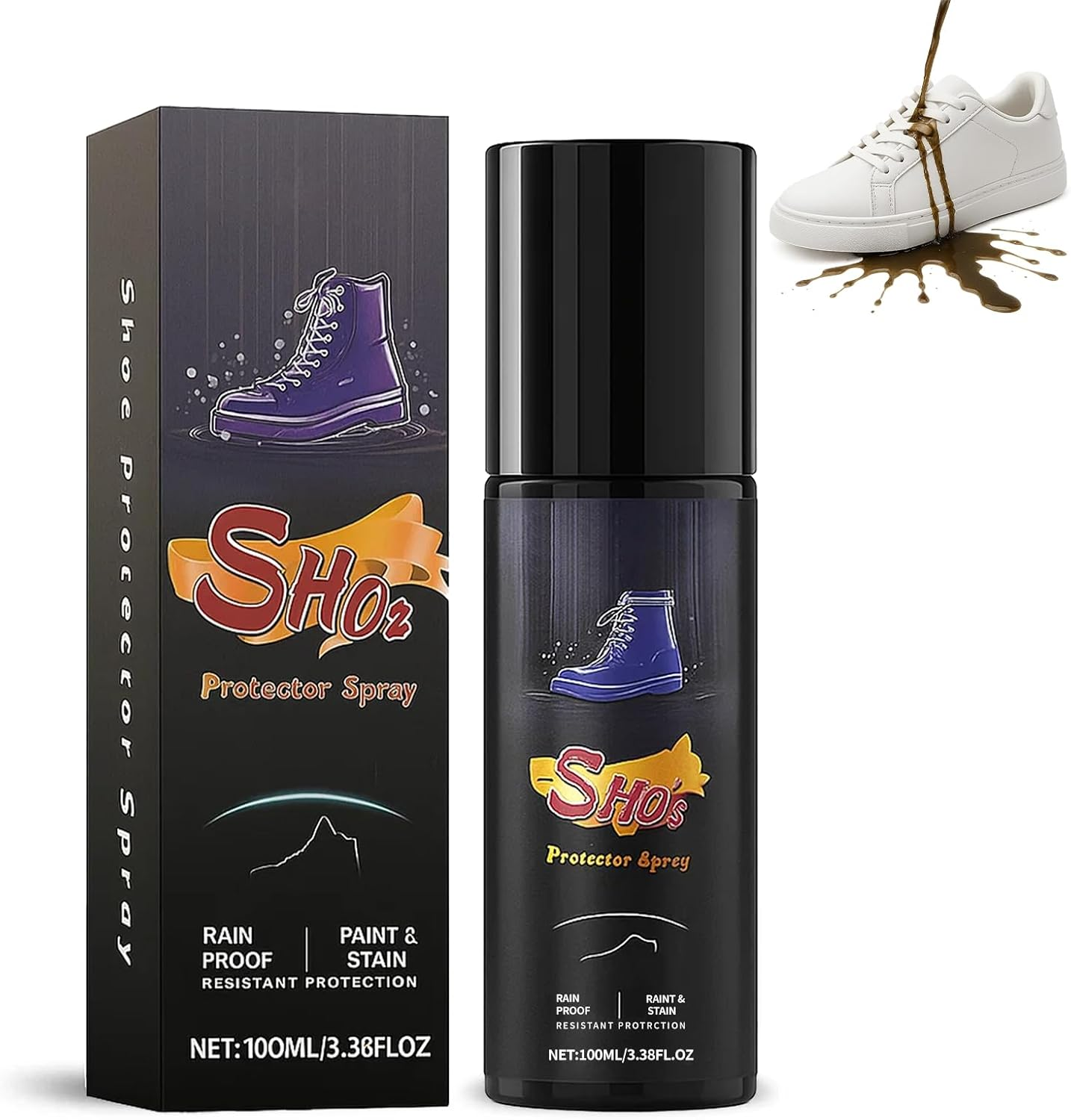 Shoe Protector Spray, Water Repellent and Dirt Protection Spray, Suitable for Suede Leather, Cowhide Leather, Canvas(3.38 Oz)