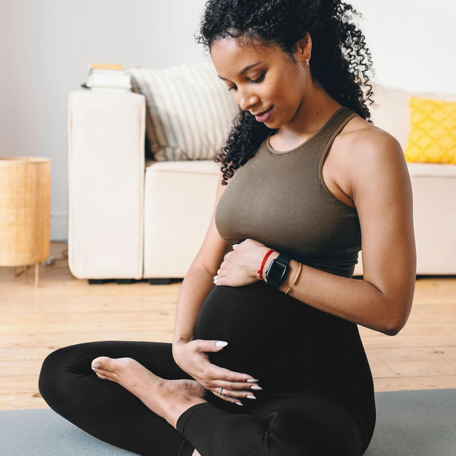 Fleece Lined Maternity Leggings with Pockets over the Belly Thermal Women'S Maternity Workout Yoga Pants Warm and Soft for Winter image number 6