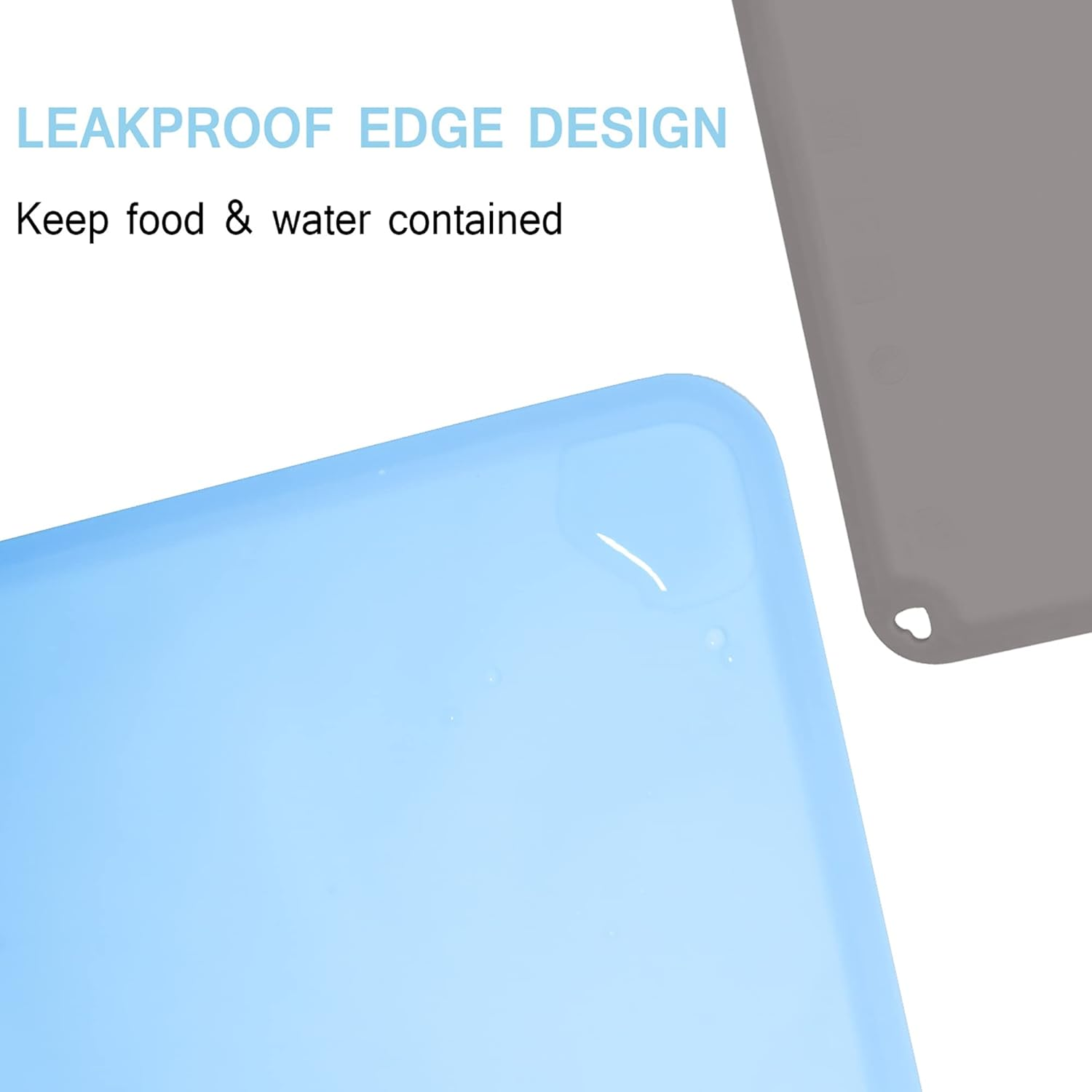 Silicone Kids Placemats, Non-Slip Portable Placemats for Kids Baby Toddlers Table Mats, Reusable Children&rsquo;S Dining Food Mat, 2Pack, Baby Blue/Gray image number 1