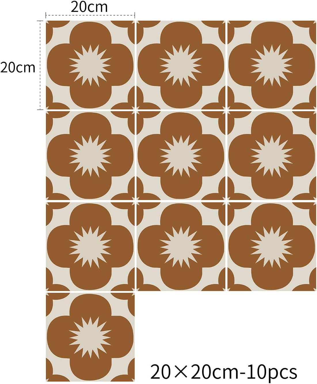 Alwayspon Orange Tile Stickers Self Adhesive Wall Tile Stickers Splash Guard Vinyl Stickers Set of 10 20X20Cm image number 4