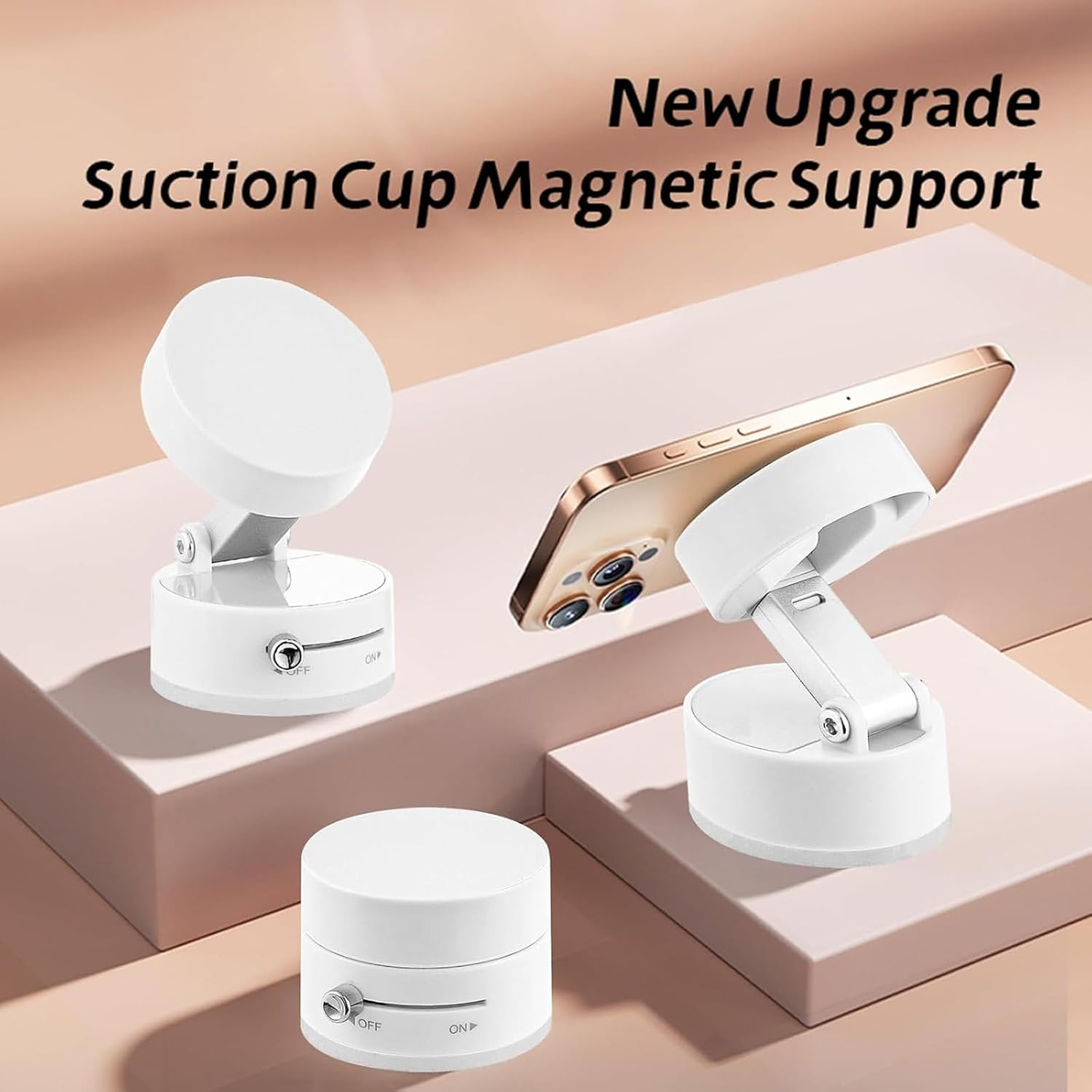 Vacuum Magnetic Phone Holder, 2025 New Foldable & Retractable Car Mount, 360&deg; Adjustable Suction Cup Stand for Iphone 16/15/14/13/12 & Suction Phones, Idea for Car/Mirror/Gym/Smooth Surfaces (White) image number 5