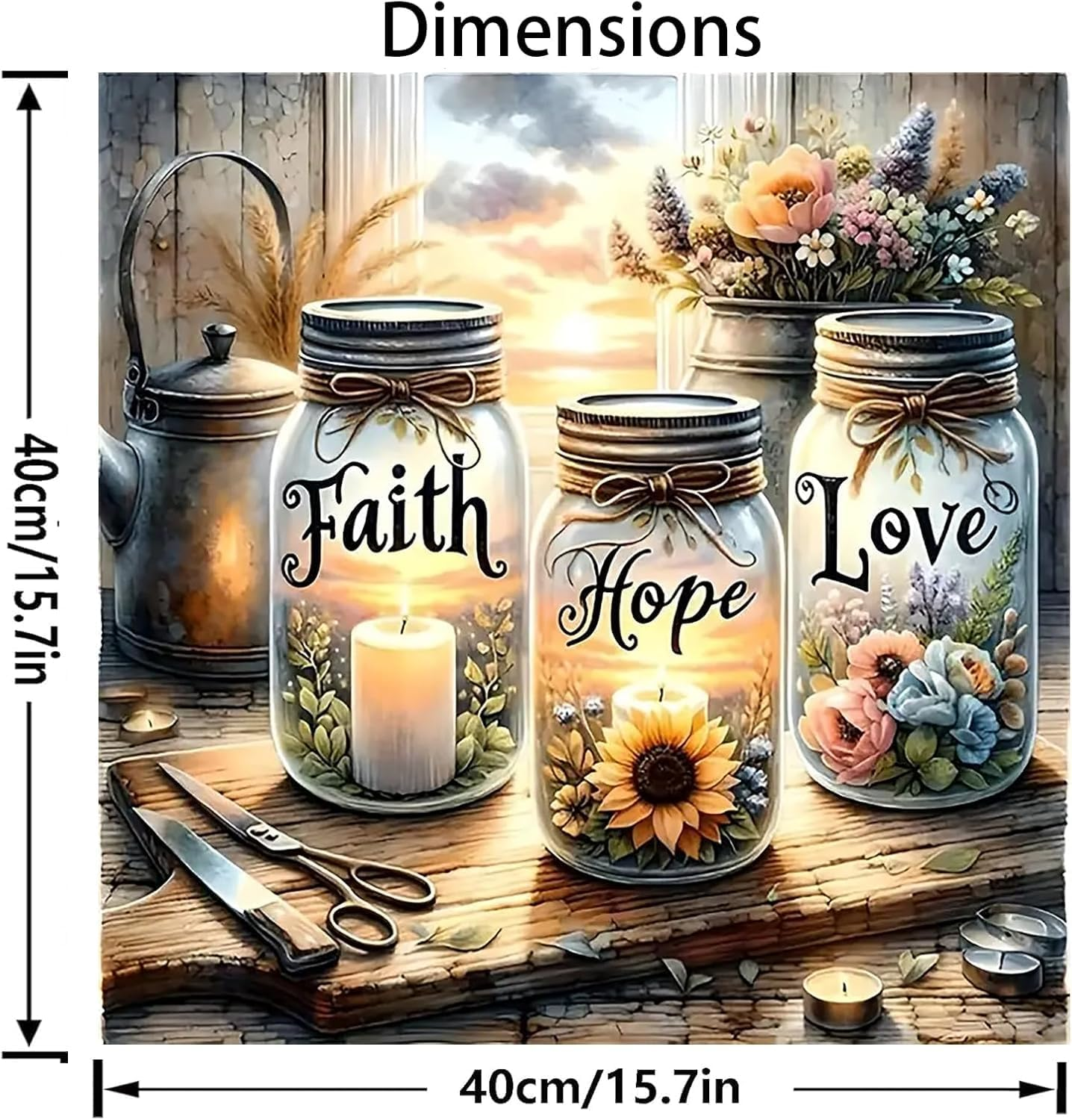 Paint by Number Canvas Kit for Adults- DIY Beginner Easy Paint by Number Kits Faith, Hope, Love Wishing Bottle, Oil Paint by Color Acrylic Painting Home Wall Decor 16X16Inch image number 5