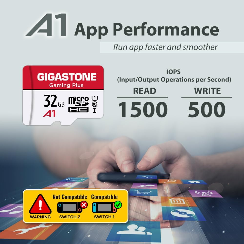 [Gigastone] Micro SD Card 32GB, Gaming Plus, Microsdhc Memory Card for Nintendo-Switch, Smartpone, Roku, Full HD Video Recording, UHS-I U1 A1 Class 10, up to 90Mb/S, with Microsd to SD Adapter image number 3