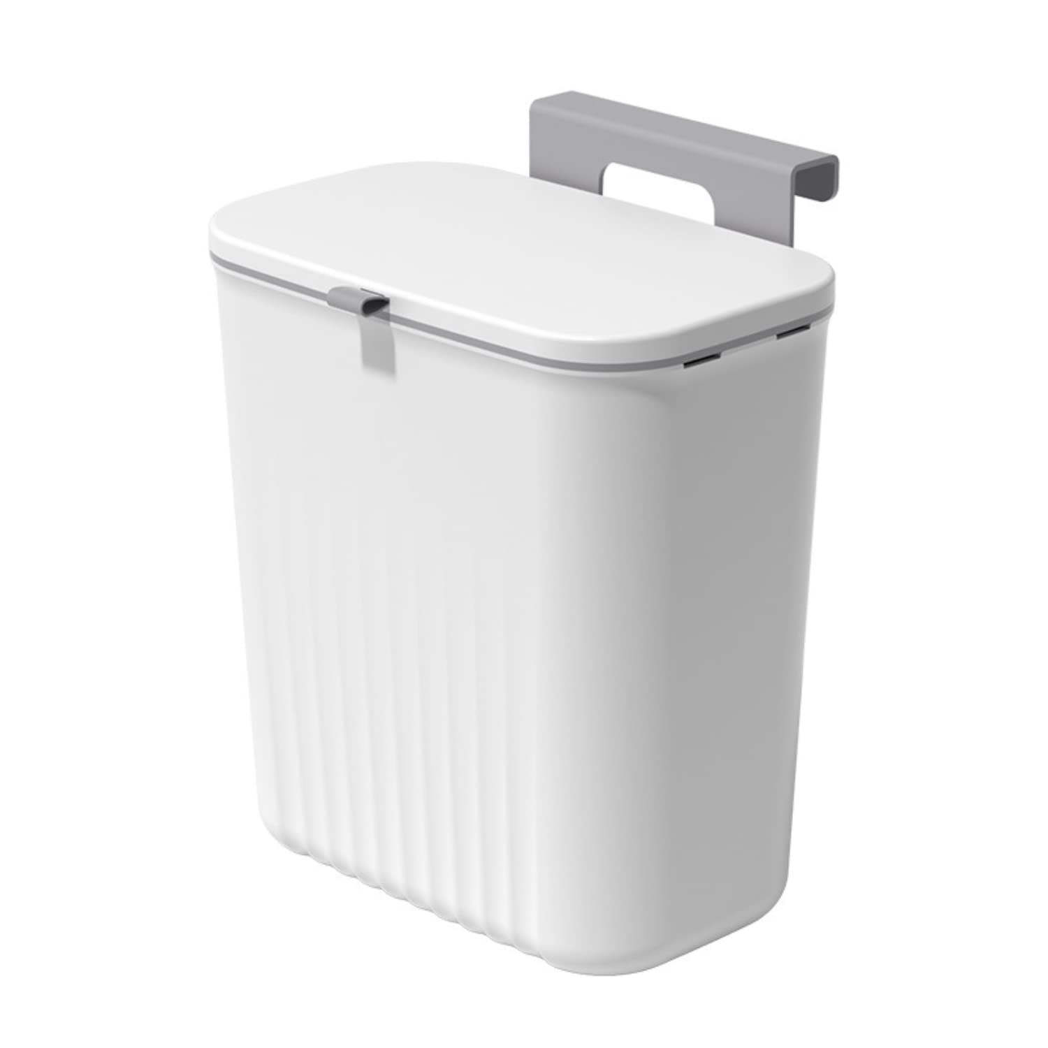DAIYEE 9L Kitchen Compost Bin for Counter Top or under Sink, Hanging Large Capacity Trash Can with Lid for Cupboard/Bathroom/Bedroom/Office/Camping, Mountable Indoor Compost Bucket（White 1Pcs）