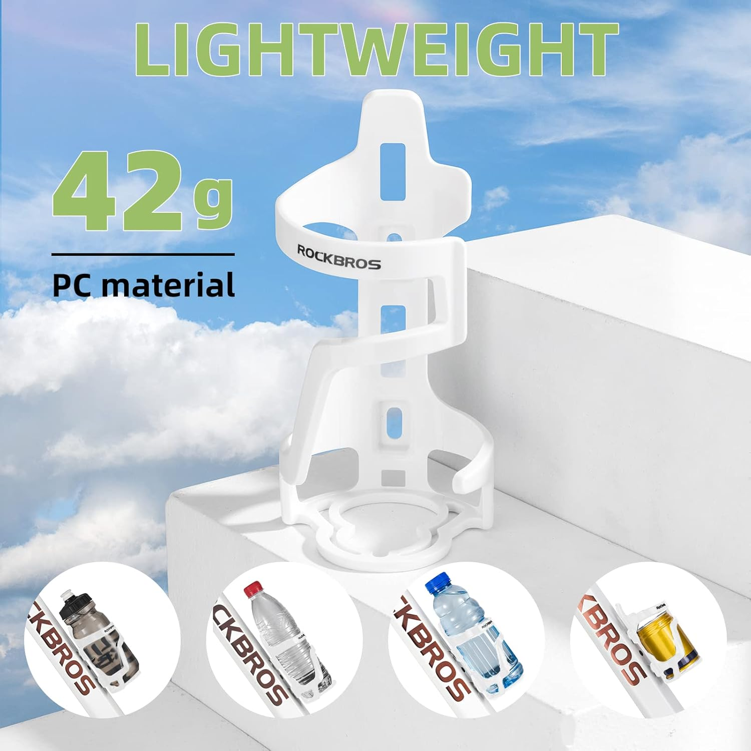 ROCKBROS Bike Water Bottle Holder Lightweight Bottle Cage Slide Entry Bicycle Cup Holder Adjustable Drink Holder Rack for MTB Road Bike - Black image number 4