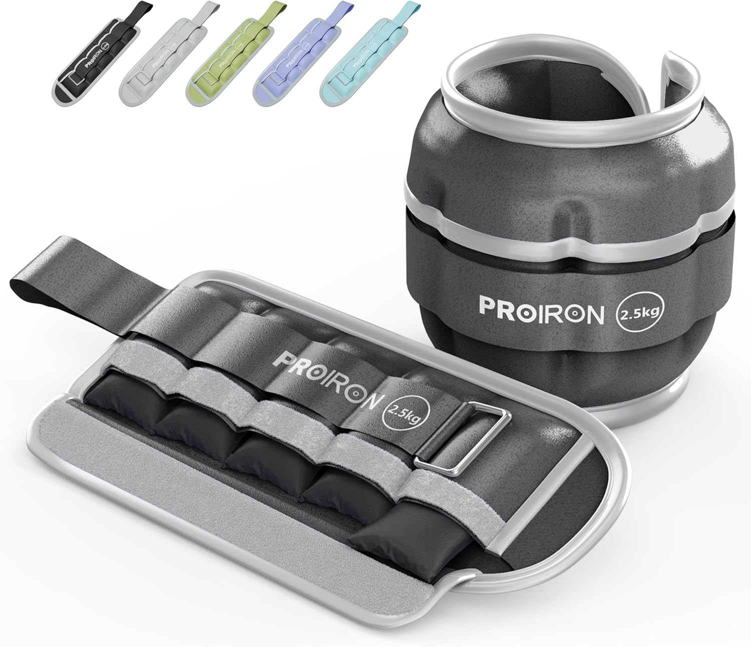 PROIRON Adjustable Ankle Weights Wrist Leg Weights for Women Men 0.5Kg-2.5Kg in Pair Reflective Ankle Weight Set for Fitness Exercise Jogging Aerobics