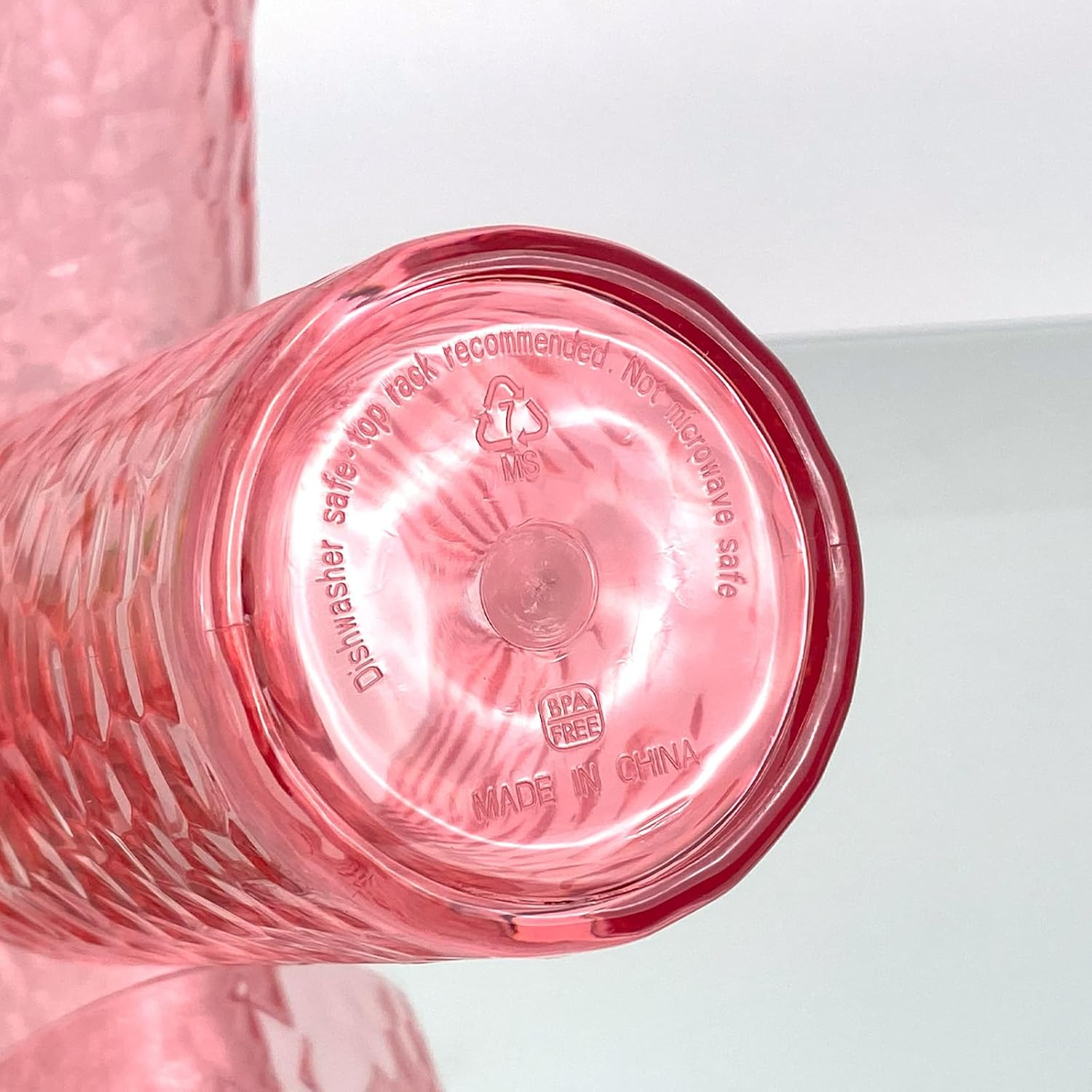 24-Ounce Plastic Tumblers (Set of 8), Reusable Plastic Mugs, Bpa-Free Acrylic to Drink Mugs, Shatter Resistant, Textured Interior, Dishwasher Safe (Red, 24 Ounce) image number 1