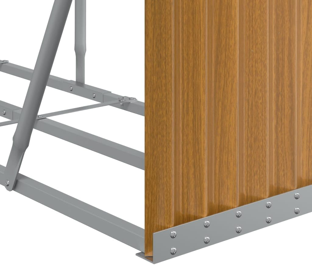 Garden Firewood Rack Outdoor Log Holder Rack Storing Wood Logs, Metal Wood Pile Storage Organizer, Weather-Resistant, Light Brown 300X45X100 Cm Galvanised Steel