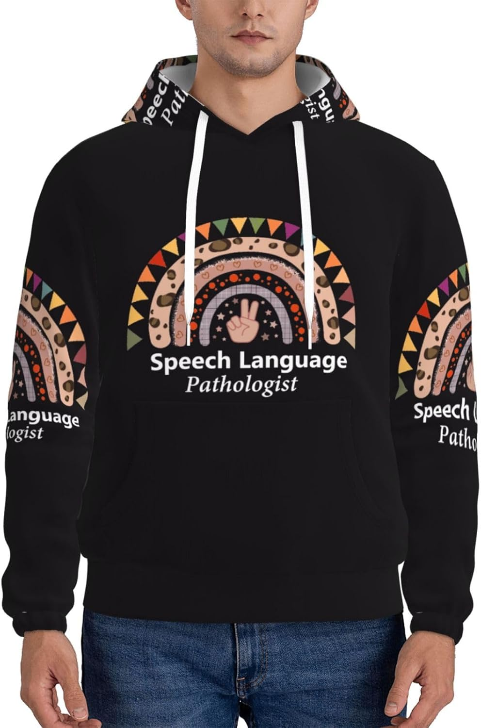 Yuhong Hub Speech Therapy Speech Language Pathologist Therapist Men'S Hoodie Long Sleeve Hooded Sweatshirt Pullover Shirts with Pocket Fleece Hoodie for Men image number 5