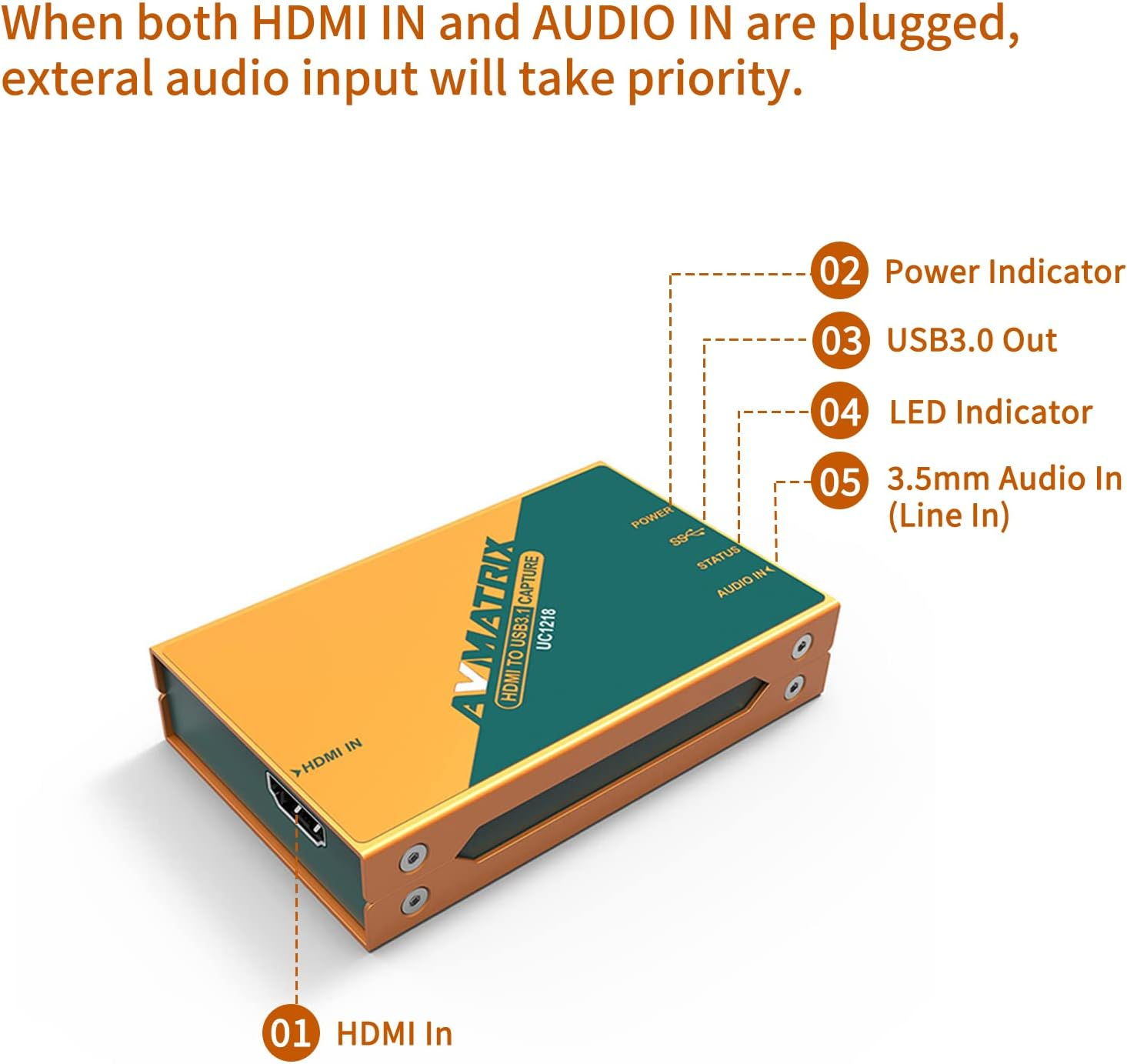 Avmatrix UC1218 Game SDI/HDMI to USB3.1 Gen1 (USB3.0) Capture Cam Link Card 1080P 60Fps Live Streaming (UC1218) image number 1