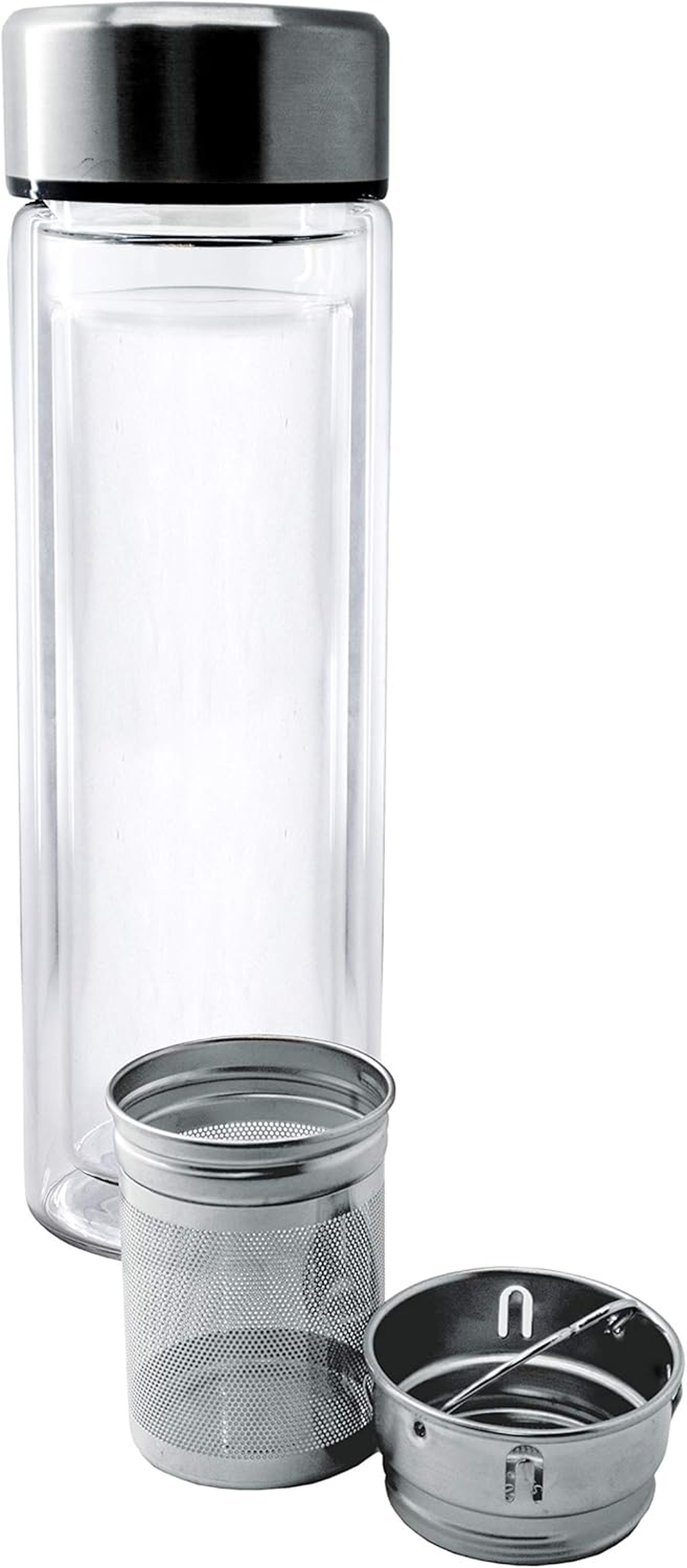 Nerthus FIH 664 Filter 350 ML, Insulated with Double Wall, Infuser Bottle, Flask, Travel Mug, Teapot, 0.35 L, Glass