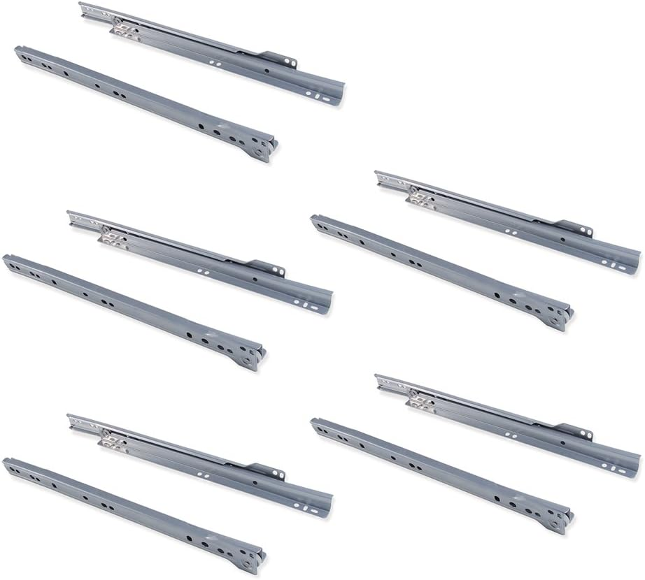 Emuca - Drawer Runners 450Mm (17,7 Inch) with Partial Extension in Black Colour, Set of 5 Sliders for Drawer