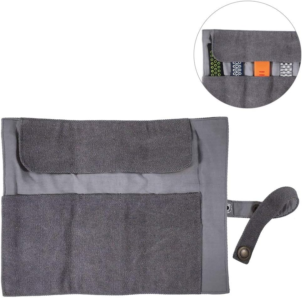 YOOSIDE Watch Band Accessories,Smart Watch Band Protable Storage Bag Case Pouch Organiser-Compatible Apple Watchbands, Garmin Watch Band, Samsung Watch Band Etc -Cotton Canvas image number 2