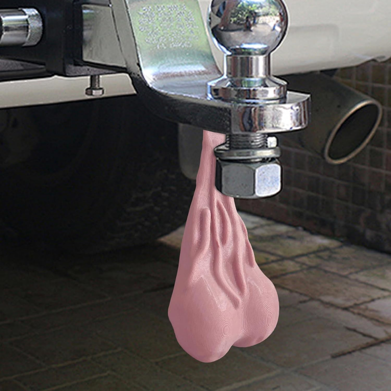 Truck Balls Nuts - 6.5X3.39X1.61 Inch ABS Prank Ornament, Joke Car Embellishment, Hilarious Auto Charm | Humorous Vehicle Decoration for Men Boyfriend Husband Friends Adults Gift Idea image number 2