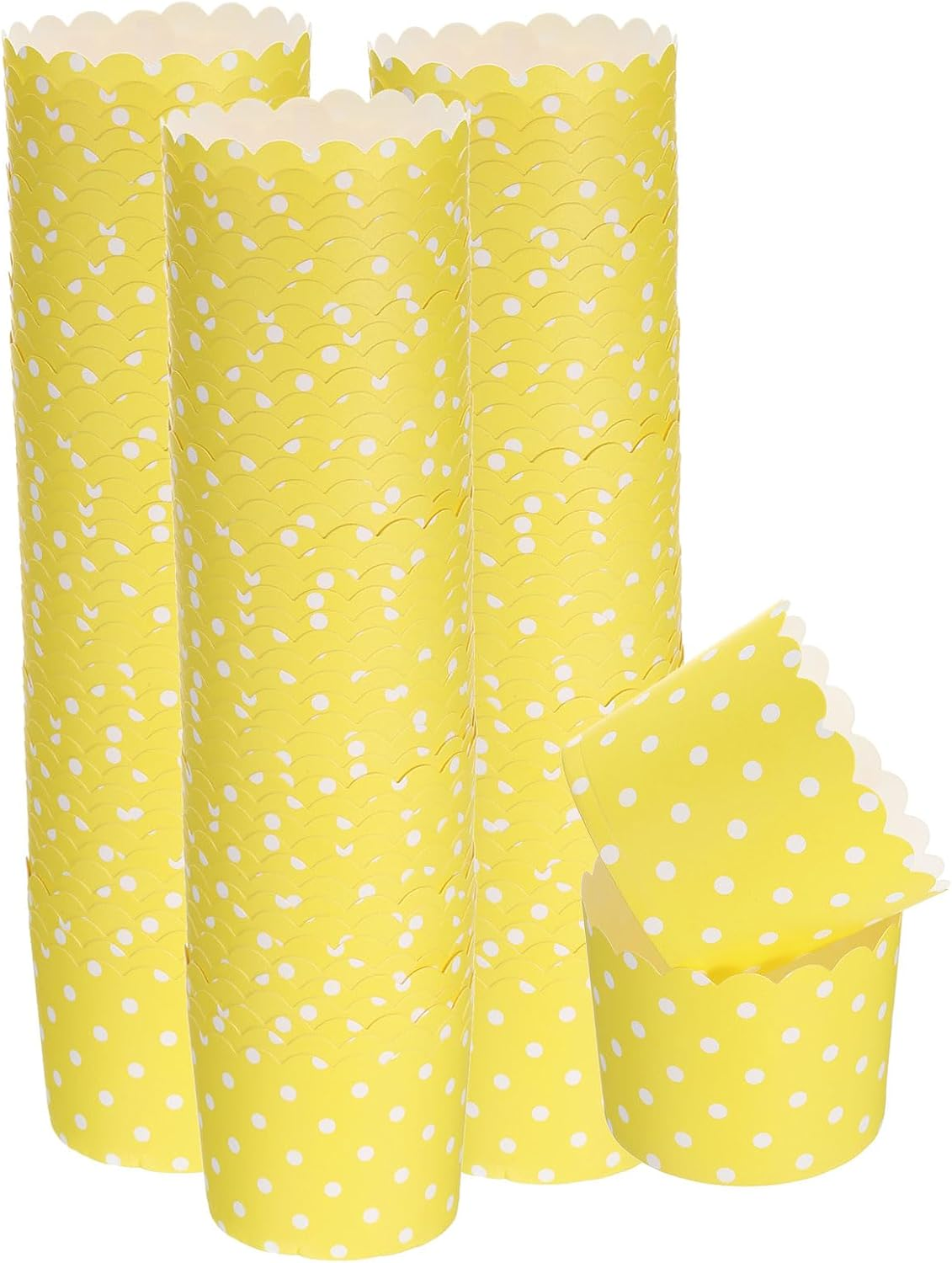 HARFINGTON 150Pcs Paper Baking Cups 6Oz Greaseproof Disposable Bulk Cupcake Muffins Liners Cases Wrappers for Wedding Birthday Graduation, Dot Yellow image number 3