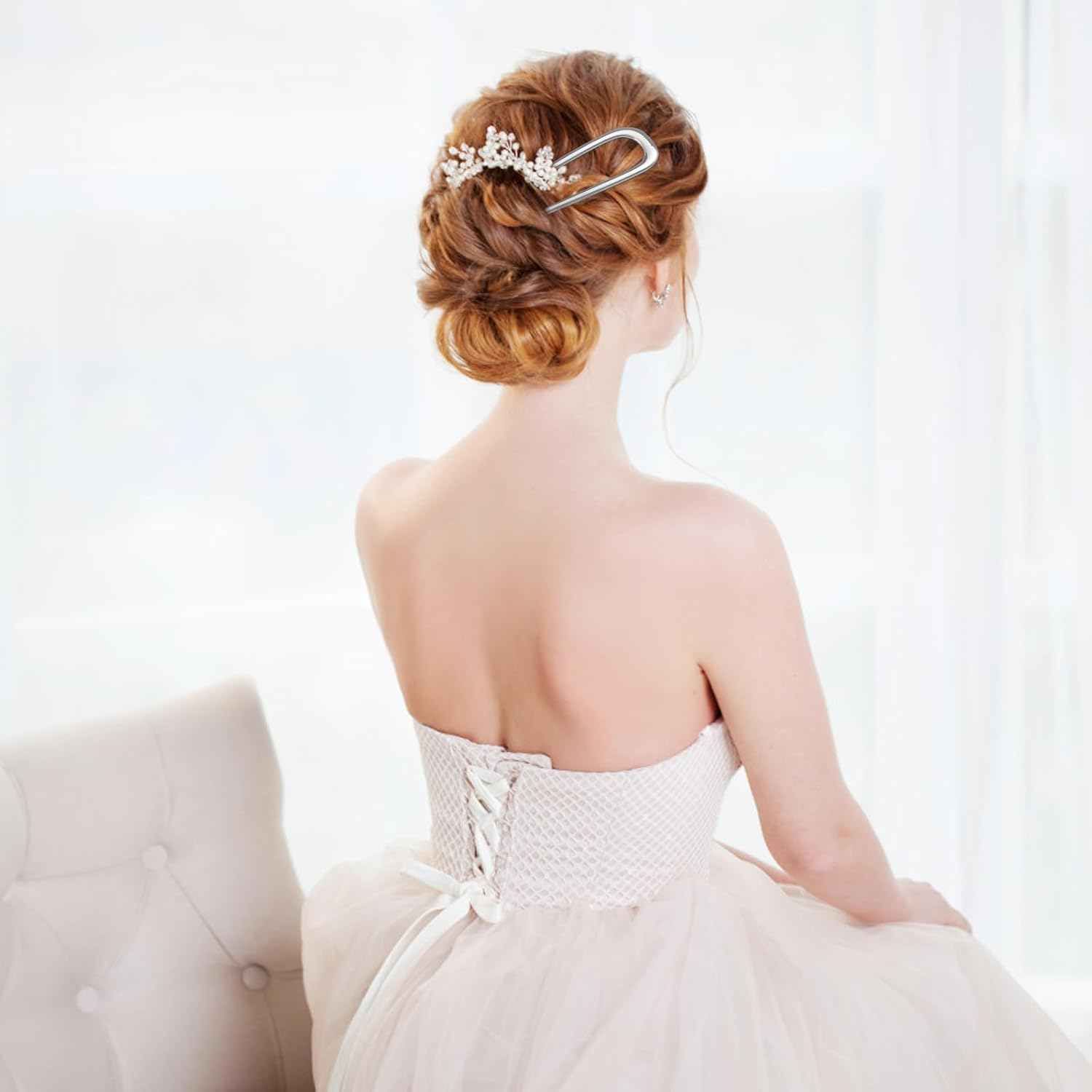 Pack of 4 Hair Pins Large Metal U-Shaped Hairpin Hair Pin 2 Prong Updo Chignon Pins Hair Pins U-Shaped French Style Hair Updo for Women Girls image number 3