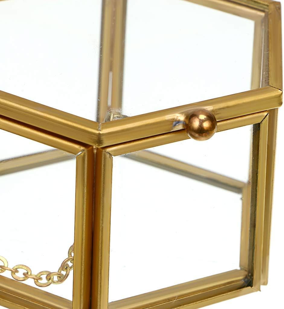 Mirror Glass Vanity Tray - Gold Ornate Makeup Vintage Octagonal Perfume Dresser Jewelry Trinket Organizer for Bathroom Storage Home Decor (2.8" X 2.8" X1.8" Gold) image number 5