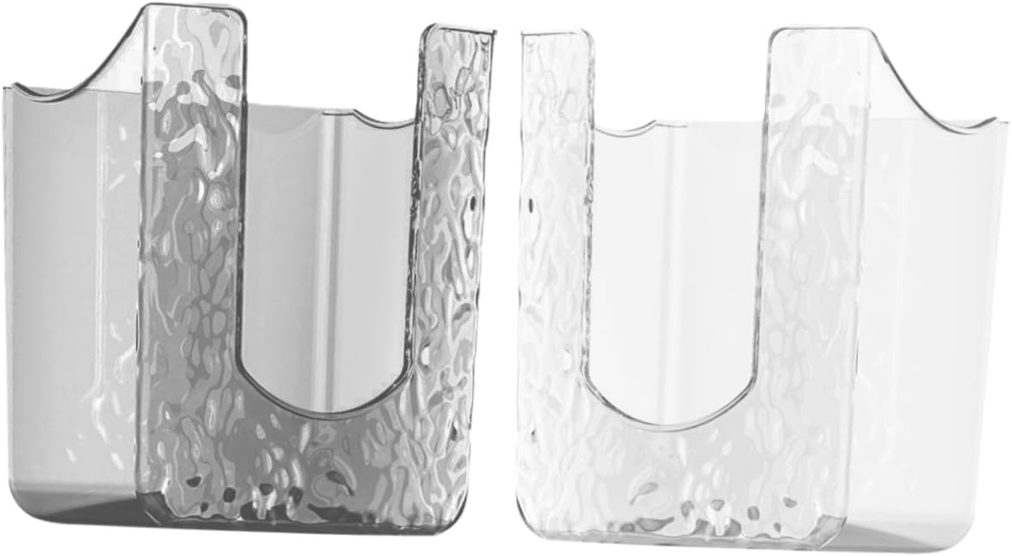 2Pcs Wall Mount Wipes Container Bathroom Tissue Box Holder White Gray Wall Mounted Wet Wipes Storage Dispenser for Home and Kitchen image number 5