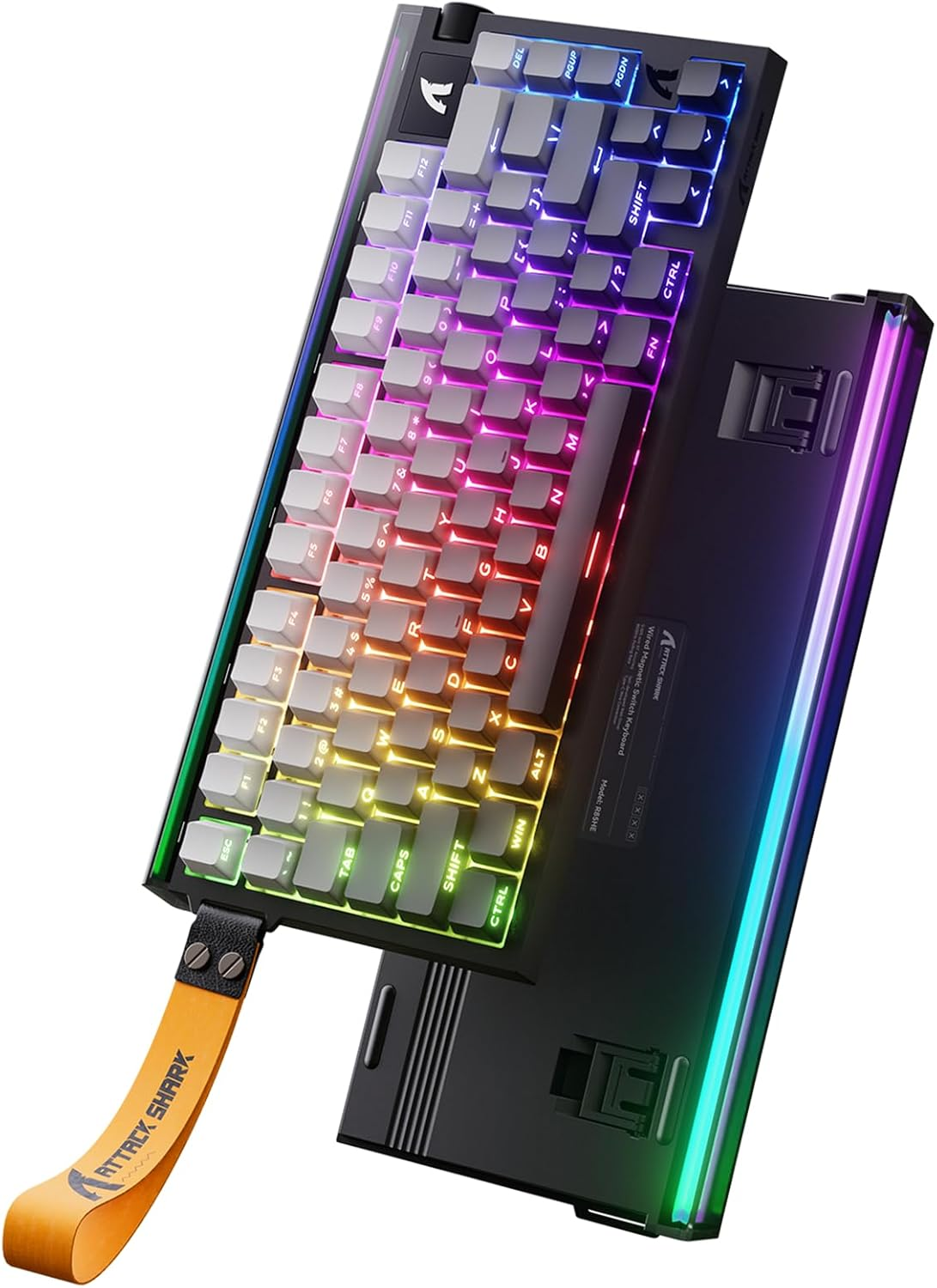 Attack Shark R85 HE Rapid Trigger Keyboard Magnetic Switch with Custom Lightbox, 75% Wired Mechanical Keyboard, 8Khz Polling Rate, 0.005Mm RT Accuracy, Support Rt/Snap Tap/Dks/Mt/Tgl (White Contour)
