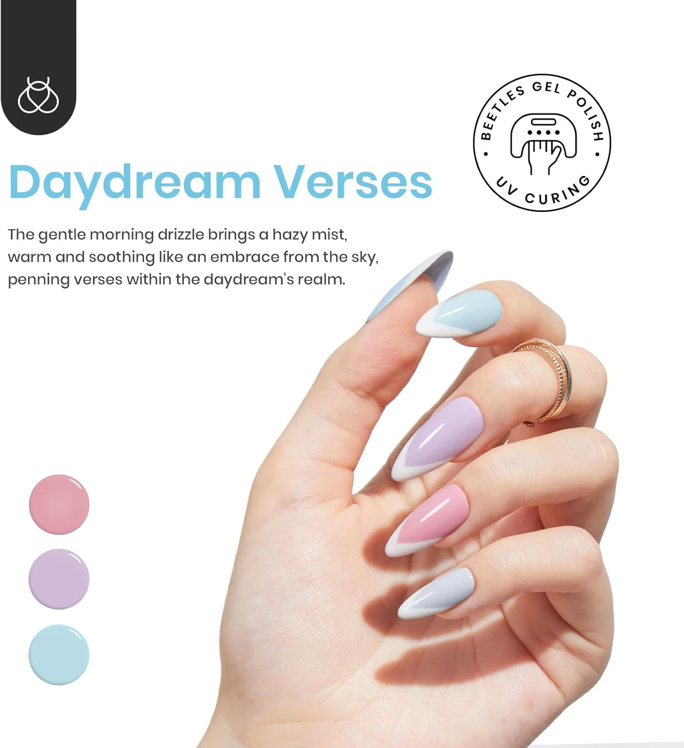 Beetles Gel Polish Gel Polish Nail Set 6 Colors Ultimate Morandi Nude Pink White Blue Gel Nail Polish 6 Colors Daydream Verses Collection Soak off Uv Diy Manicure Kit New Nail Trend for Women Girls image number 5