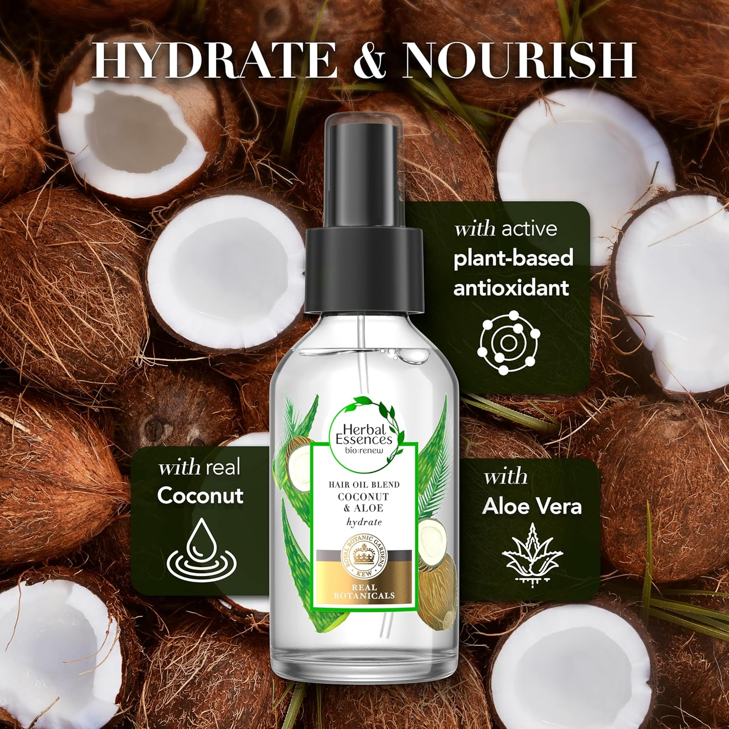 Herbal Essences Treatment Bio: Renew Hair Oil Blend Coconut & Aloe Hydrate, 100 Ml image number 3