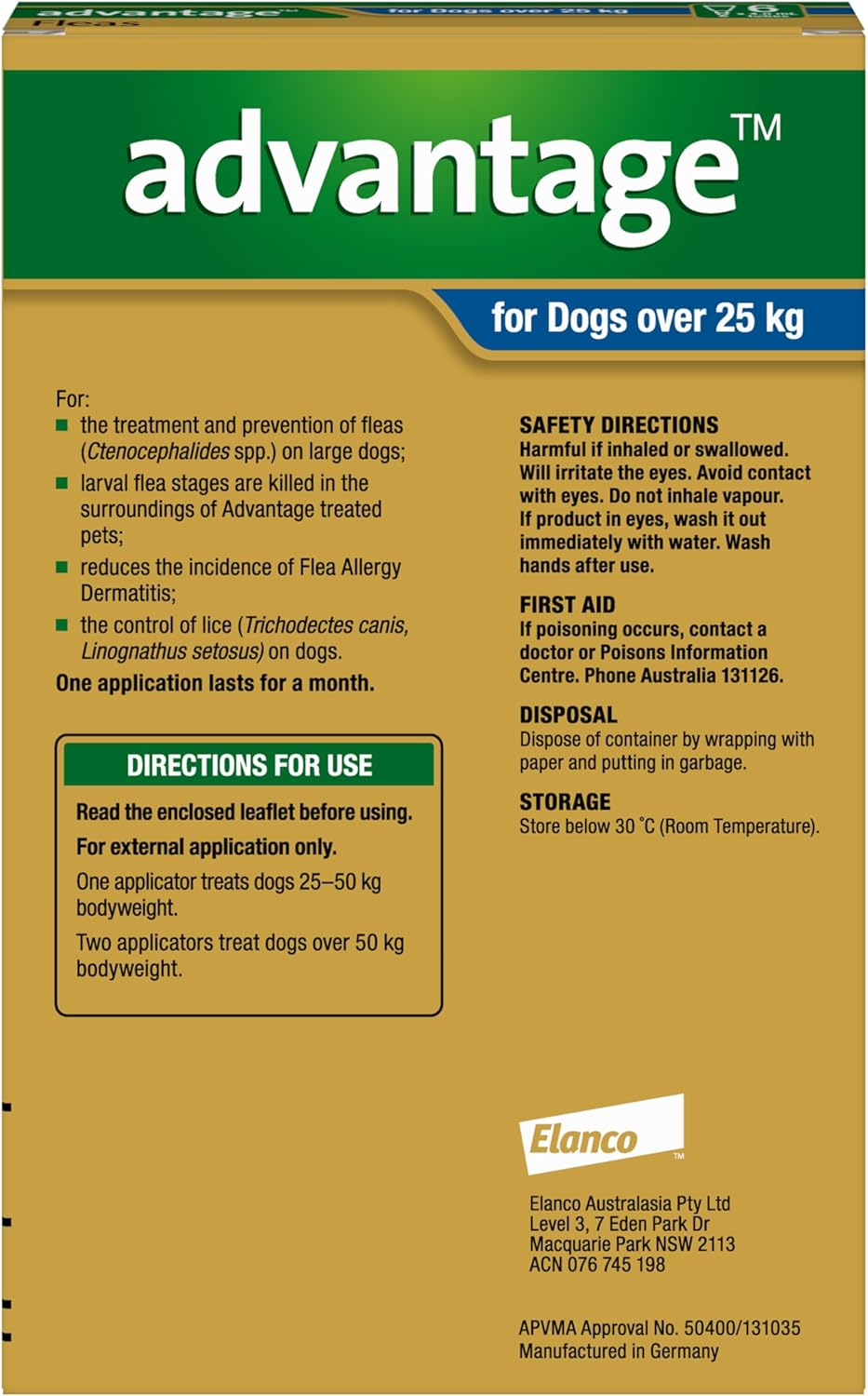 Advantage Fleas for Dogs over 25Kg - 4 Pack image number 1
