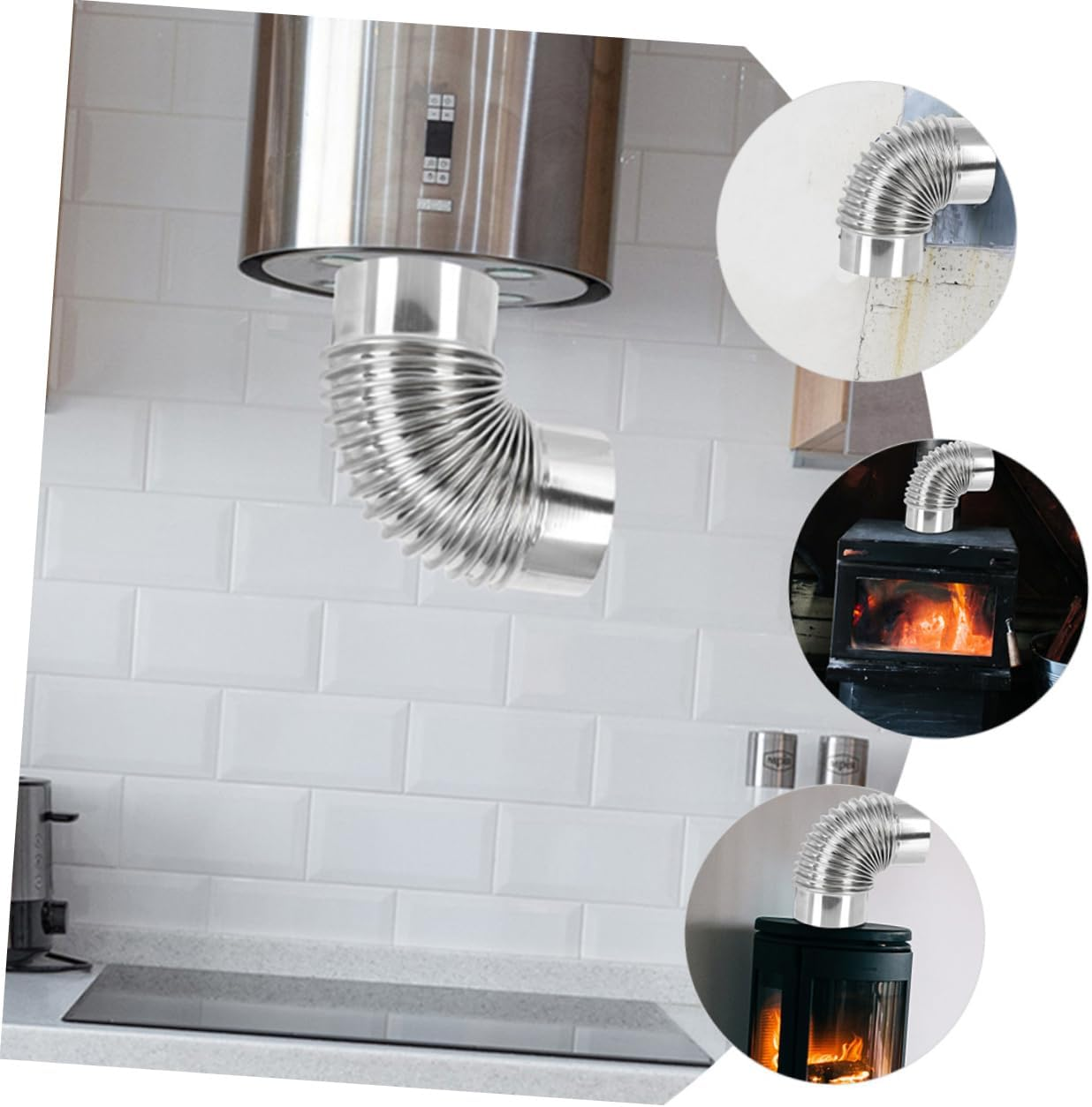 NOLITOY 1 Set Stainless Steel Exhaust Pipe Stainless Steel Tent Chimney Pipe Chimney Stove Pipe Hot Tent Stove Pipe Small Chimney Pipe Chimney Flue Chimney Tube Silver image number 1