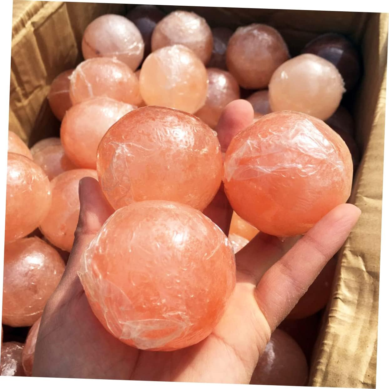 FRCOLOR Crystal Ball Salt Soap Natural Salt Minerals Stone Massage Ball for Body Scrubbing image number 4