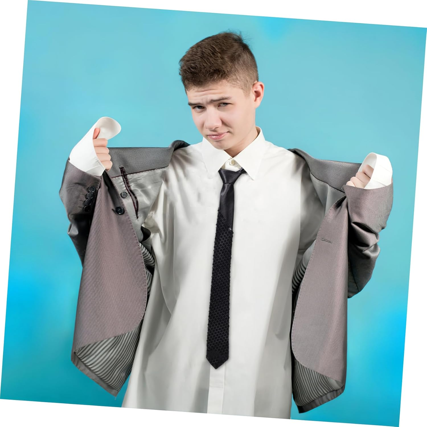 VALICLUD Men Neck Tie Sparkly Sequin for Wedding Party Business Unisex Fashion Accessory image number 2