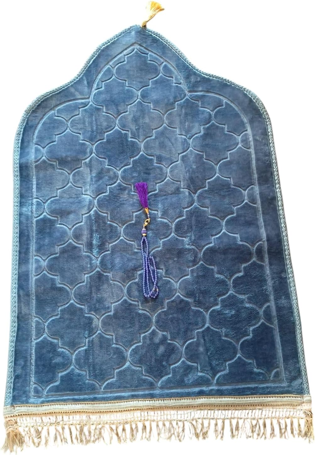 Goodword - Prayer Mat for Mussallah, Prayer Room Zaawiya, Sajadah, Namaz, Nimaz, Portable Prayer Rug Floor Rug, Ramadan or Eid Gifts, 65Cm X110Cm (White) - L - 65X110Cm Beige image number 4