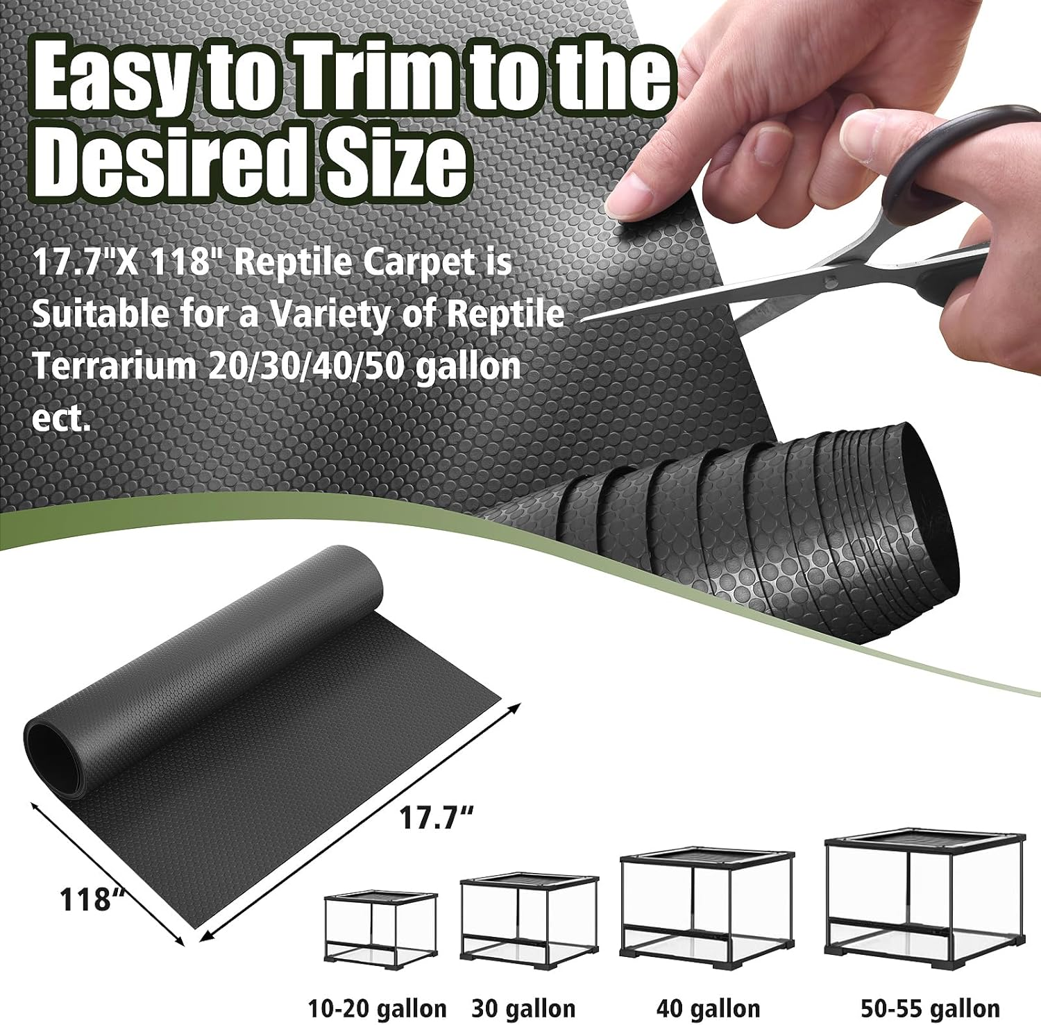 Reptile Carpet, Bearded Dragon Tank Accessories Reptile Mat, Reptile Terrarium Substrate for Leopard Gecko, Lizard, Bearded Dragon Tank Flooring (17.7"X 118") image number 4