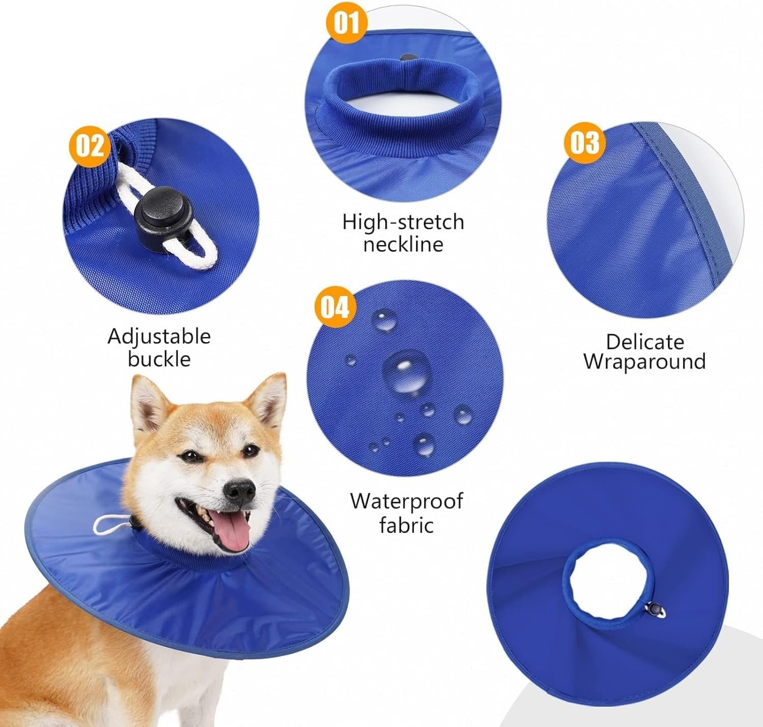 Dog Recovery Collar,Dog Soft Cone Collar Alternative after Surgery,Adjustable,Breathable Collar for Large/Medium/Small Dogs Cats (Royal Blue, S) image number 5