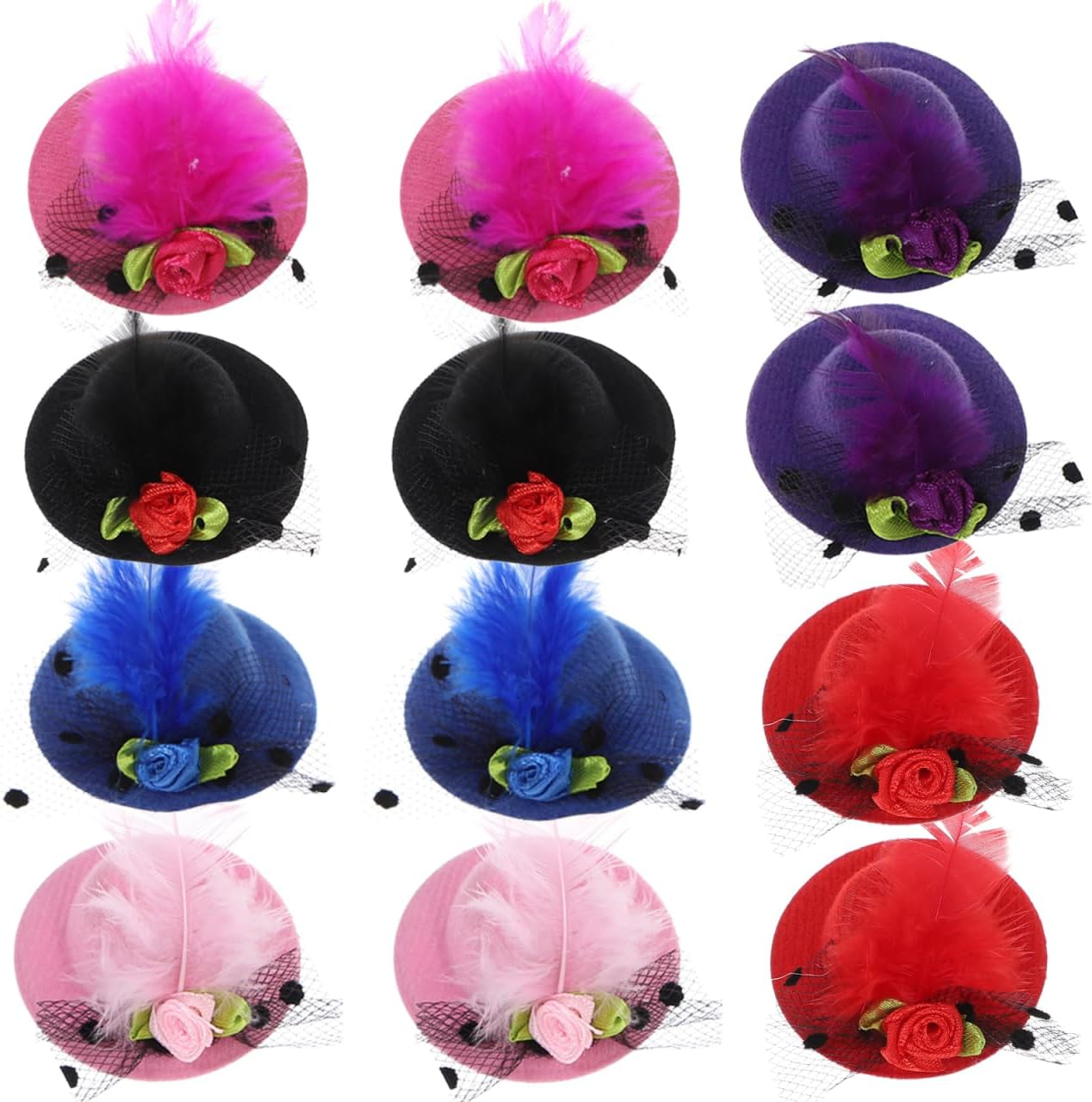 VICASKY Mini Hat Hair Clip 12 Pieces 5.5 Cm Cute Top Fascinator Hats Clip Girls Hair Pin Headband with Clips Party Hats Cuddly Toys Fun Hat Headwear Formal Mini Hats Hat Clips image number 4