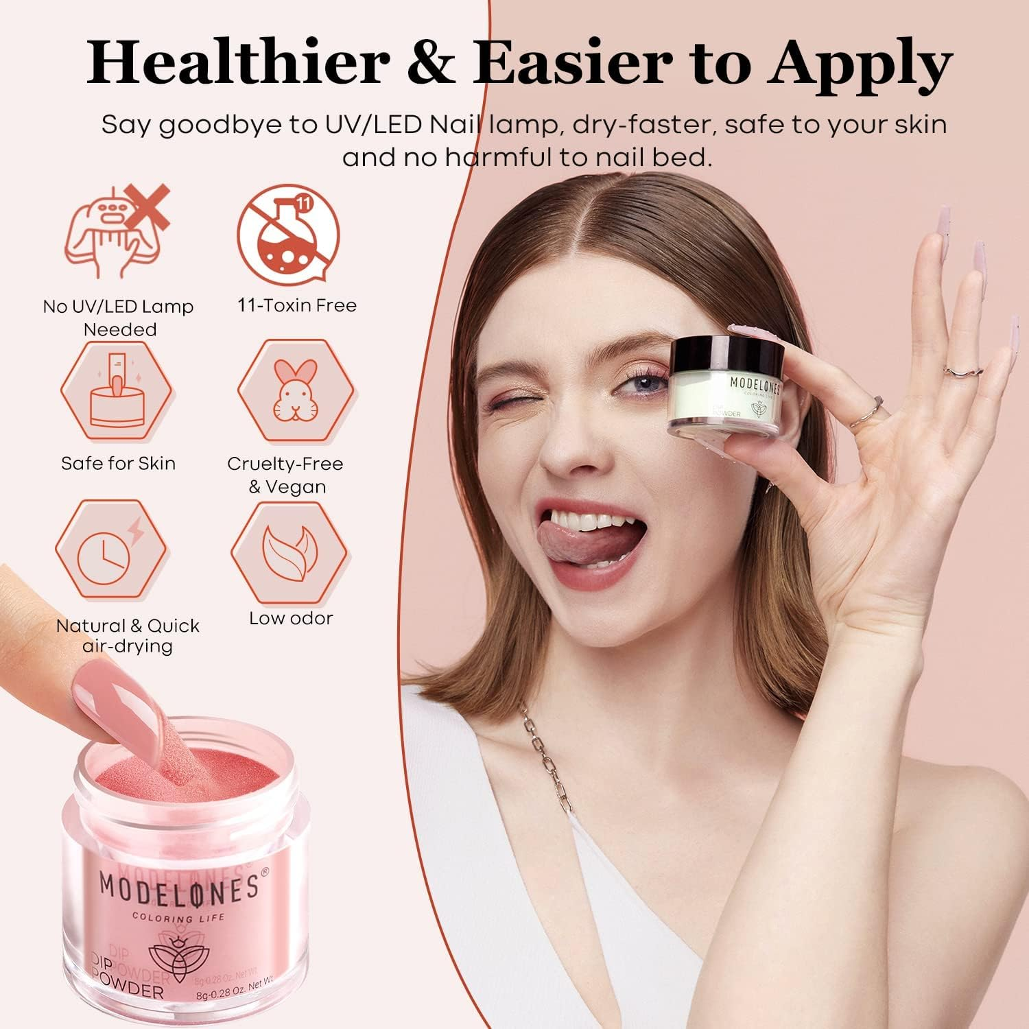 Modelones 32 Pcs Dip Powder Nail Kit Starter, 20 Colors Nude Pink Gray Acrylic Dipping Powder System Essential Liquid Set with Base&Top Coat Activator for French Nail Art Manicure DIY Salon Gift Set image number 5