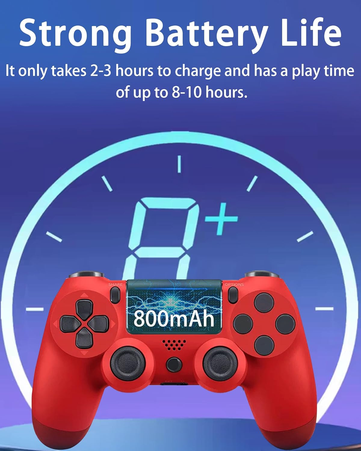 Wireless Controller for PS-4, Compatible with Ps-4/Pro/Slim/Pc Bluetooth Controller, Dual Vibration, Touch Panel, 3.5Mm Audio Jack, Six-Axis Joystick (Red) image number 5