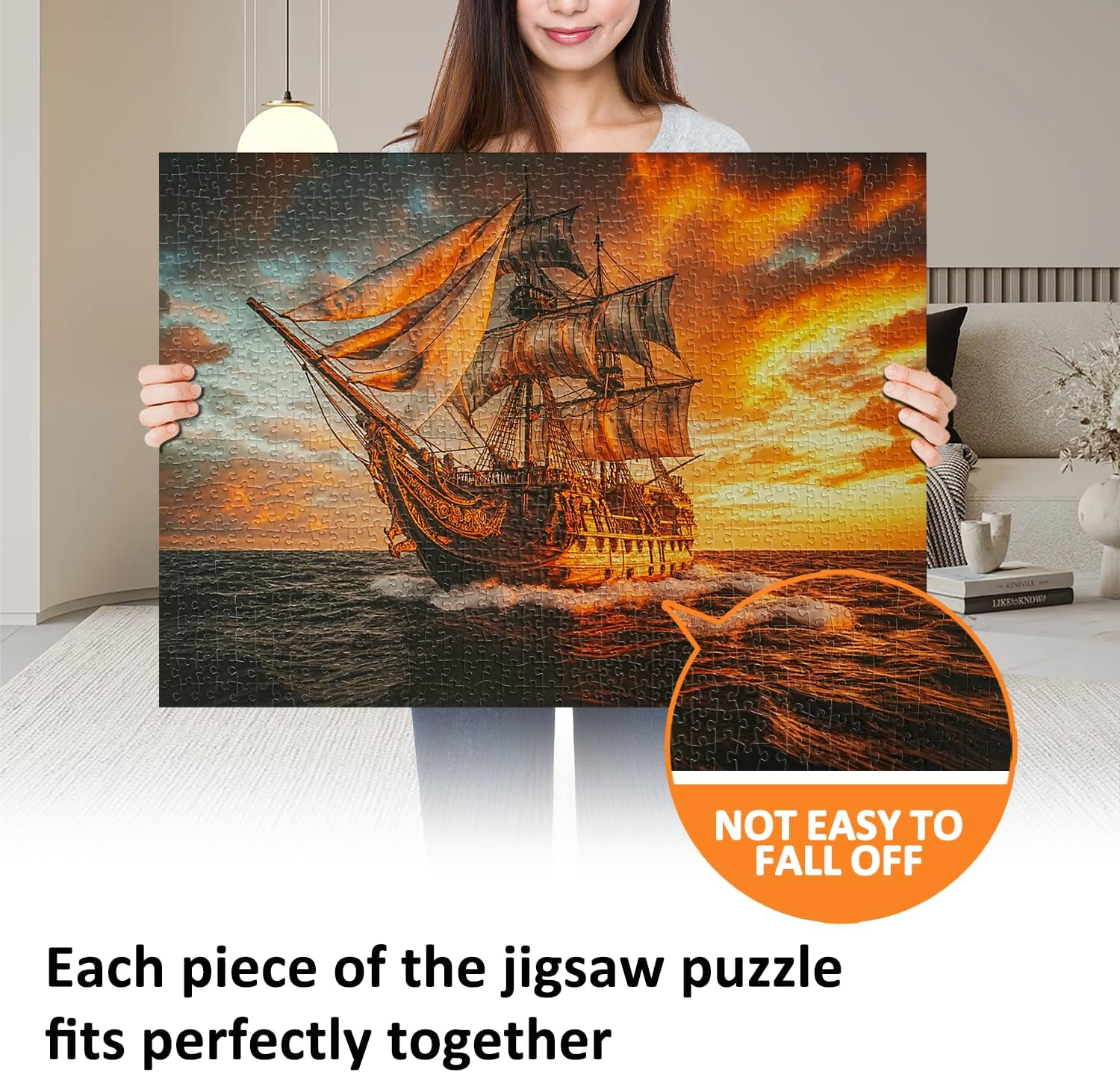 Jigsaw Puzzles for Adults 1000 Pieces Impossible Hard Difficult Challenging Puzzles for Adults 1000Pc Puzzle Explore the Sailboat Sunset Scenery Jigsaw Puzzle 1000 Pieces 28 X 20 Inch image number 4