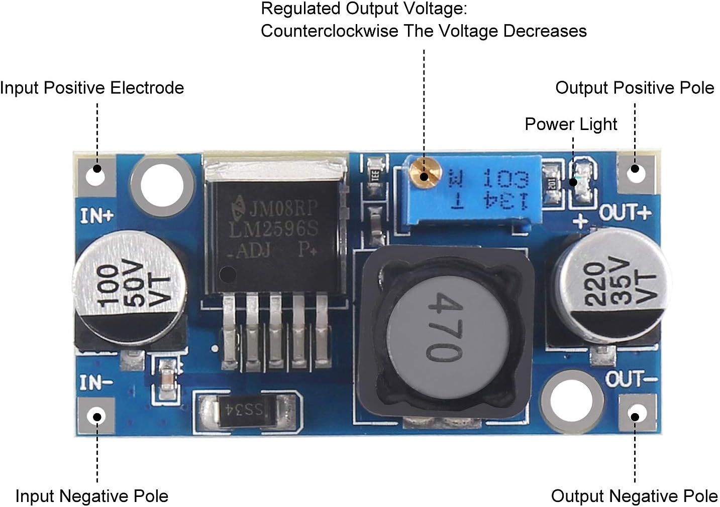 4Pack LM2596 DC-DC Buck Converter, Adjustable Step down Voltage Regulator 3-40V to 1.5-35V High Efficiency Power Supply Volt Reducer Transformer Module image number 5