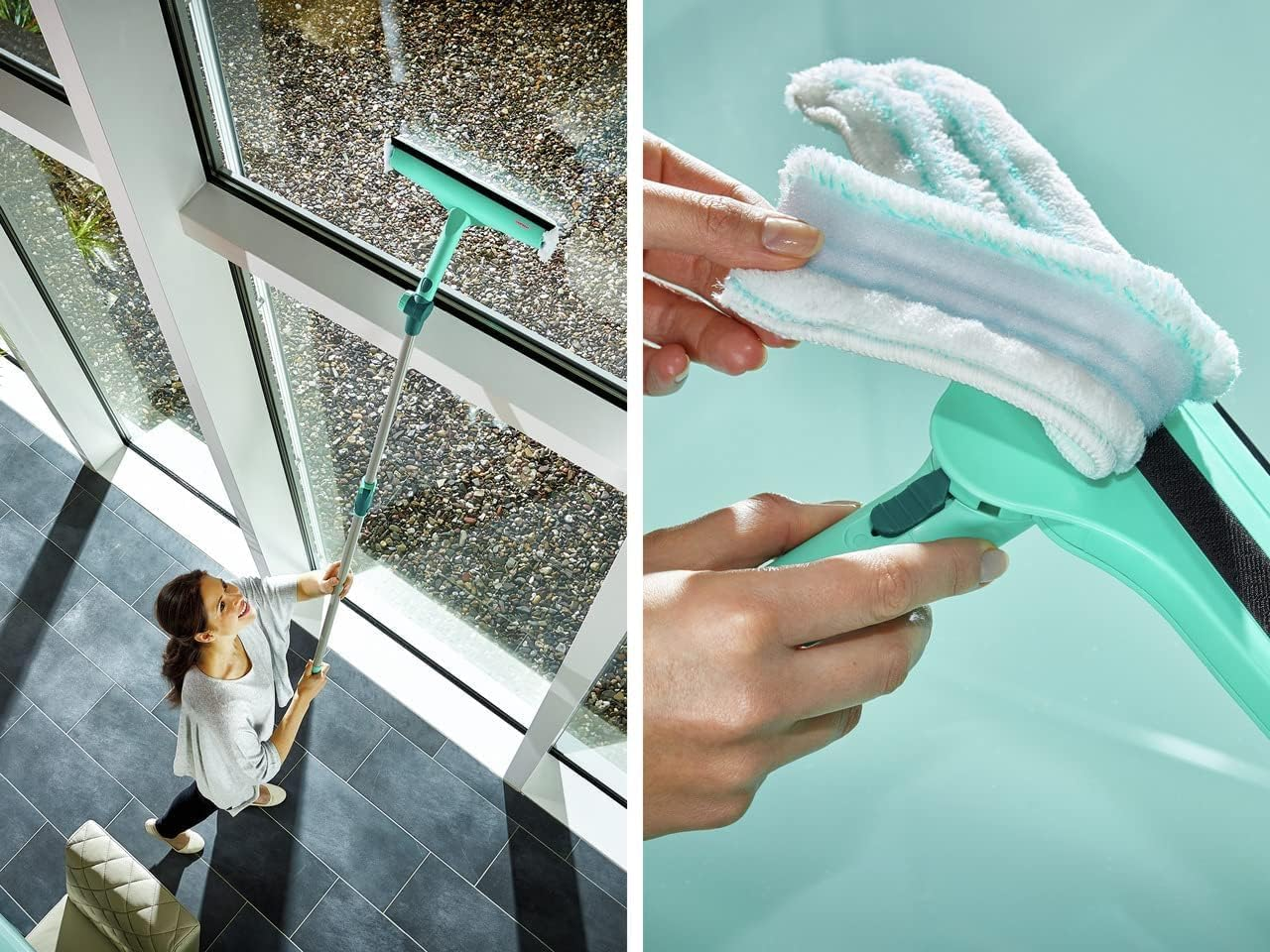 Leifheit Replacement Pad W&F Cleaner L Micro Duo &ndash; 33Cm All-Round Microfibre Cover with Special Bristles and Velcro Fastening for Window Cleaning, Frames and Corners, Washable at 40&deg;C image number 4