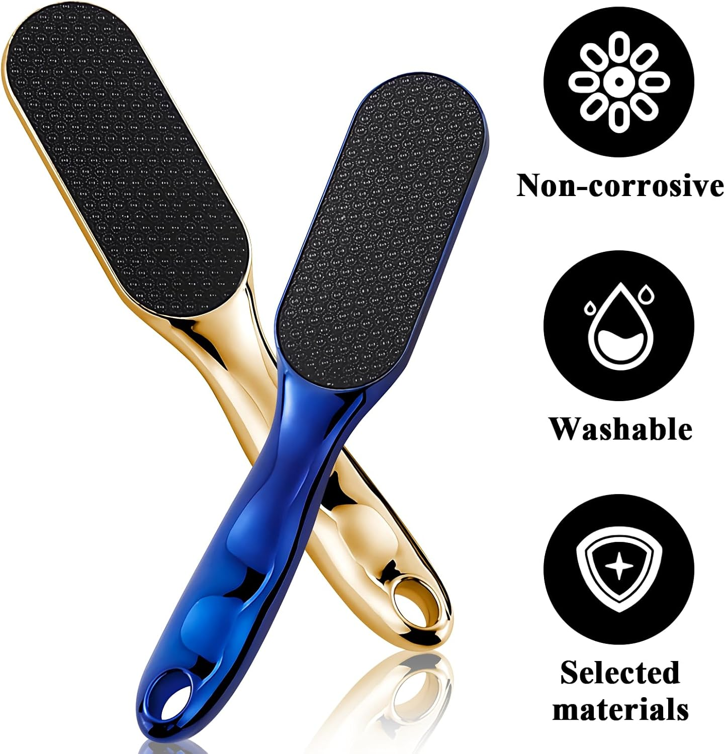 Nano Glass Foot File Callus Remover, Callus Removal Foot, Pumice Stone Foot Care Glass Nail File, Foot Glow Callus Remover, Removes Callus Planer, Equipped Comfortable Handle (Blue and Gold) image number 3