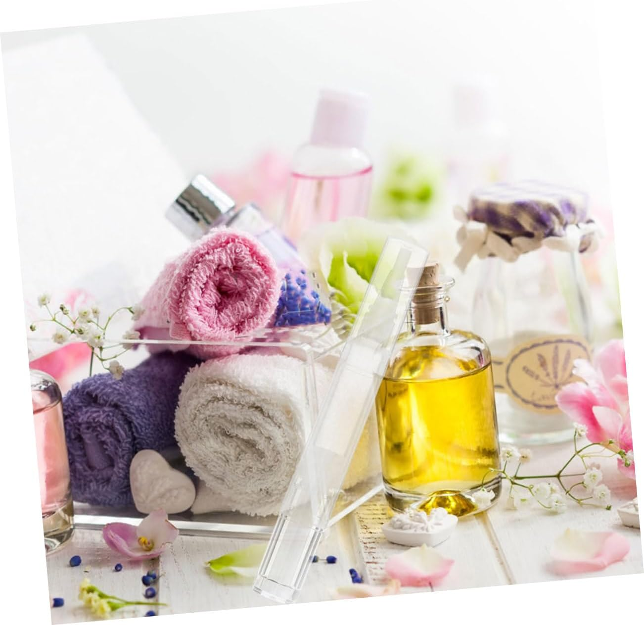 Ciieeo 5Pcs Transparent Refillable Nail Oil Pens with Brush Tip Twist Container for Cuticle and Lip Oil Care Portable Makeup Applicator for Manicure and Professional Salon Use